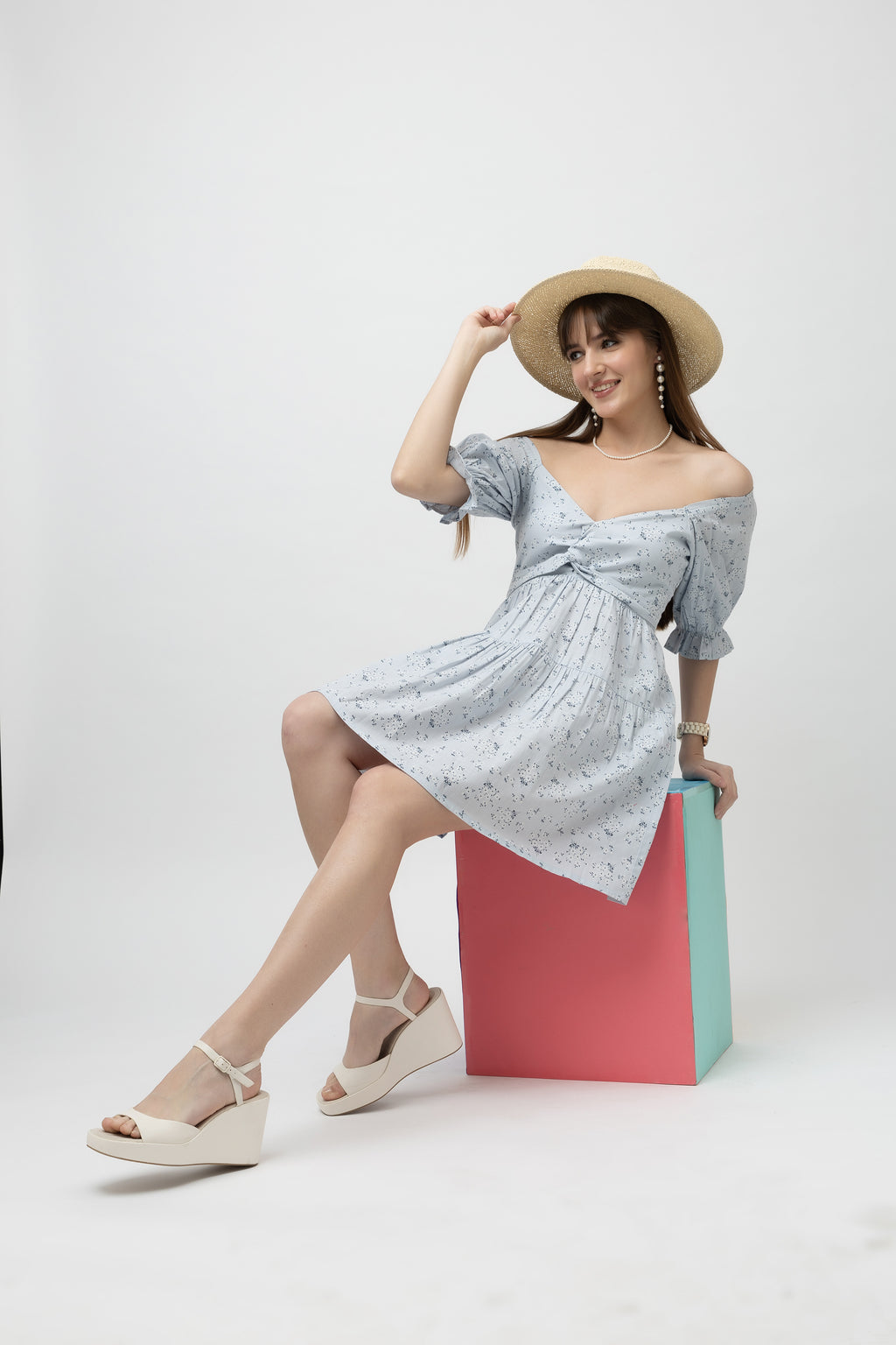 Women's Cotton Slub Printed Flared Dress