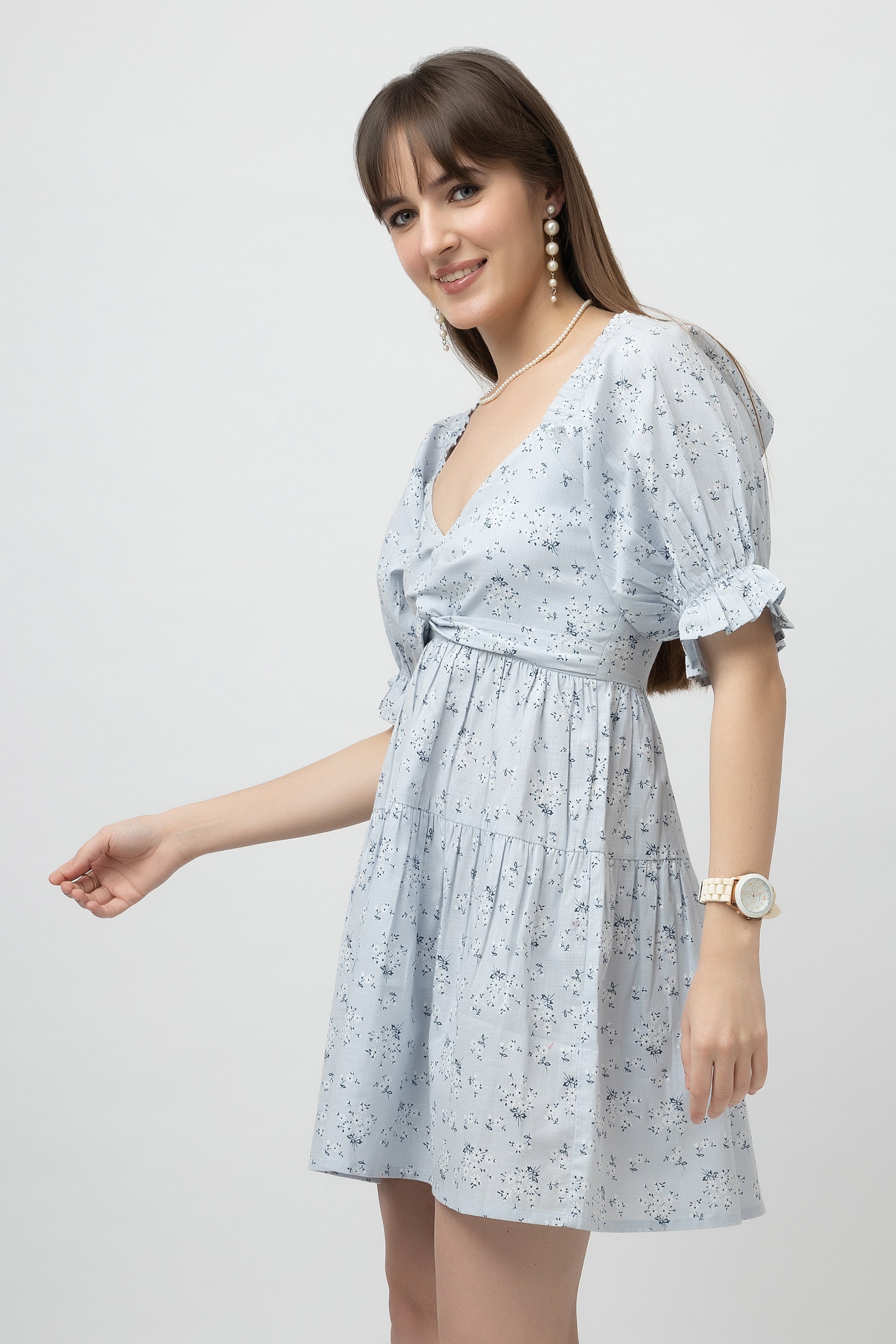 Women's Cotton Slub Printed Flared Dress