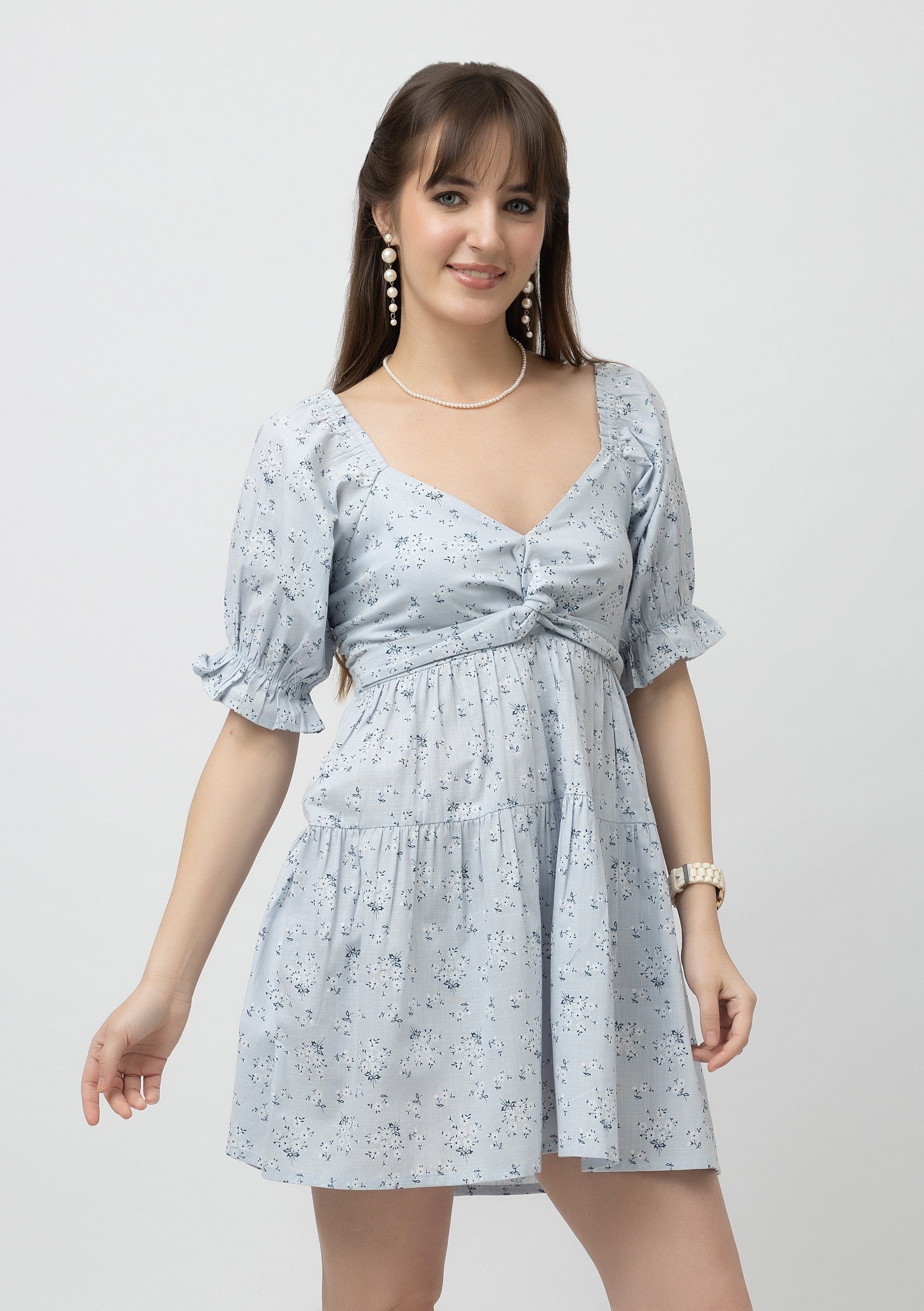 Women's Cotton Slub Printed Flared Dress