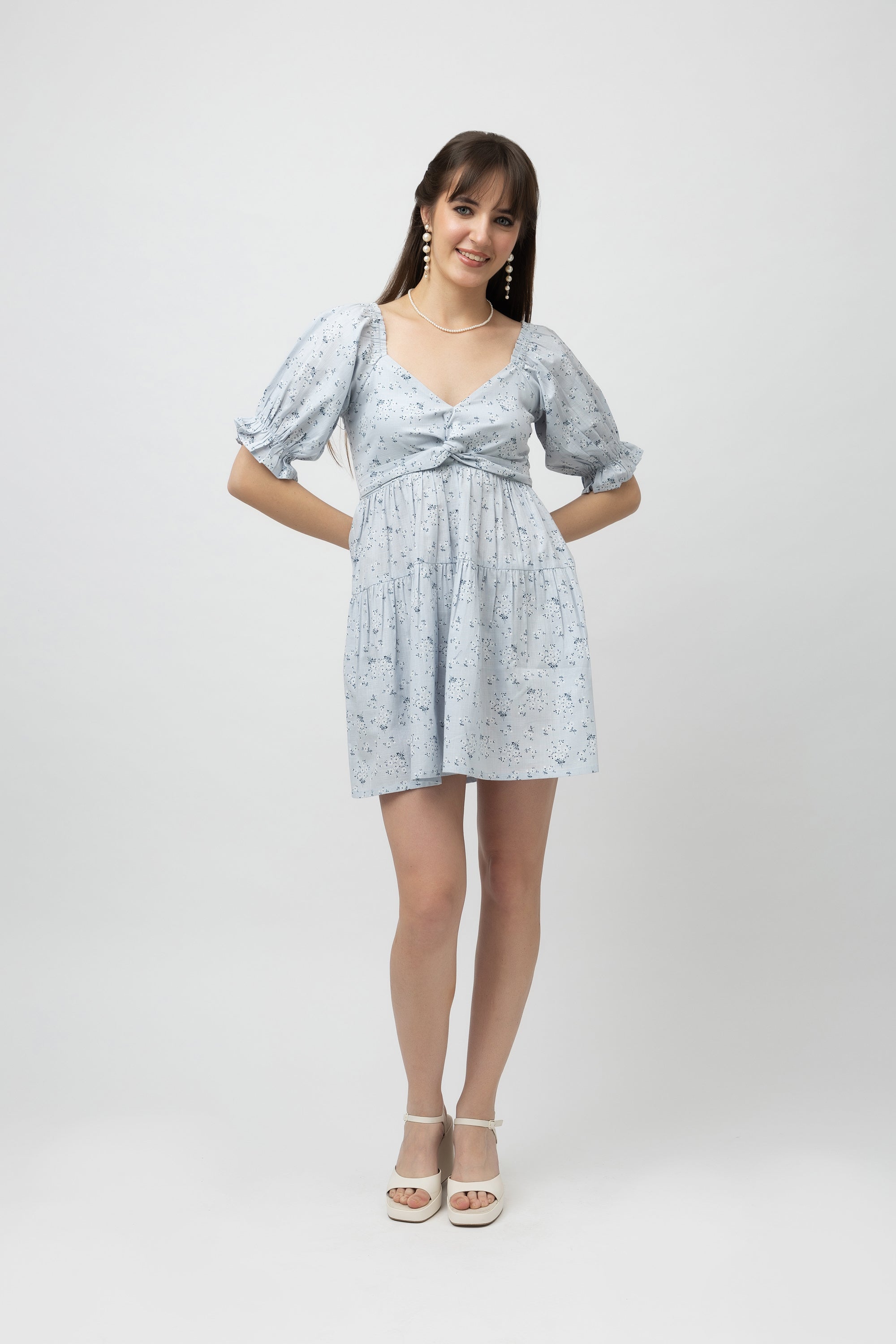 Women's Cotton Slub Printed Flared Dress