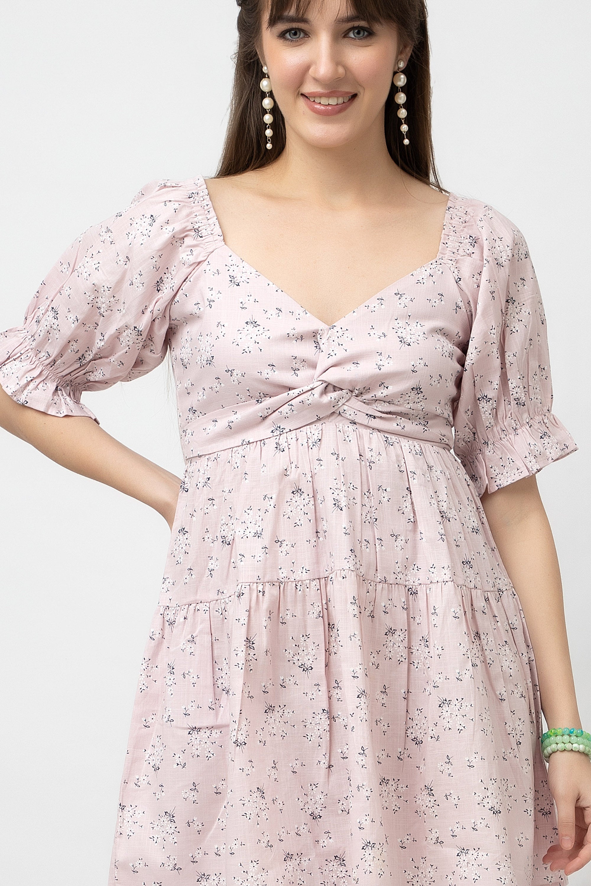 Women's Cotton Slub Printed Flared Dress