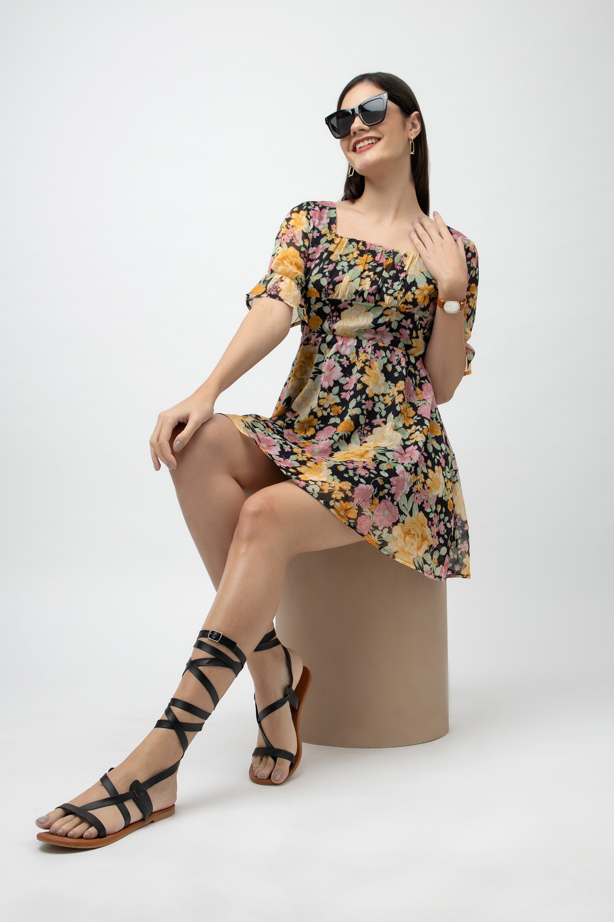 Women's Mini Flare Printed Dress