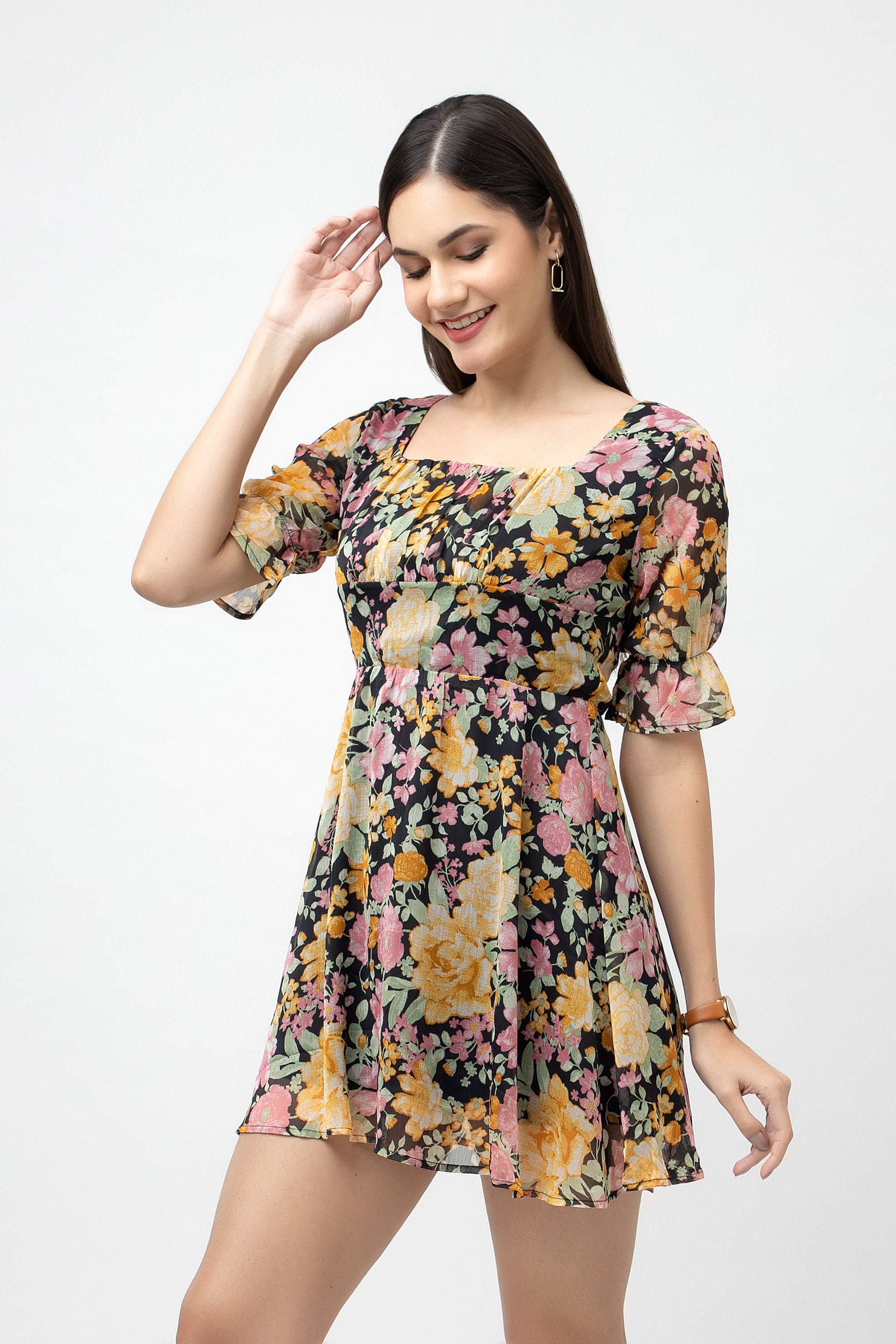 Women's Mini Flare Printed Dress