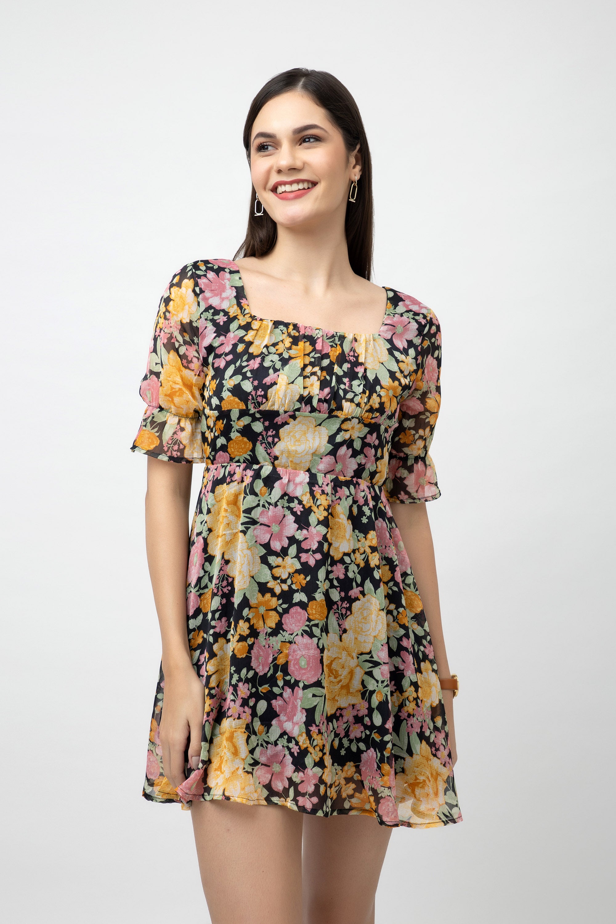 Women's Mini Flare Printed Dress