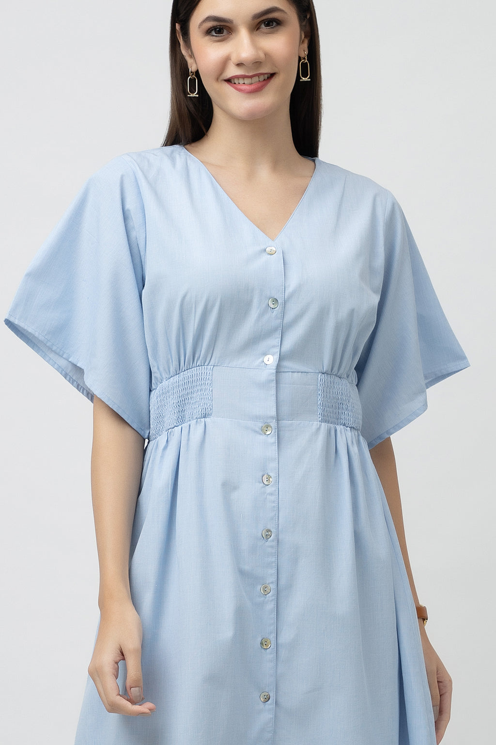 Women's A-Line Chambray Midi Dress