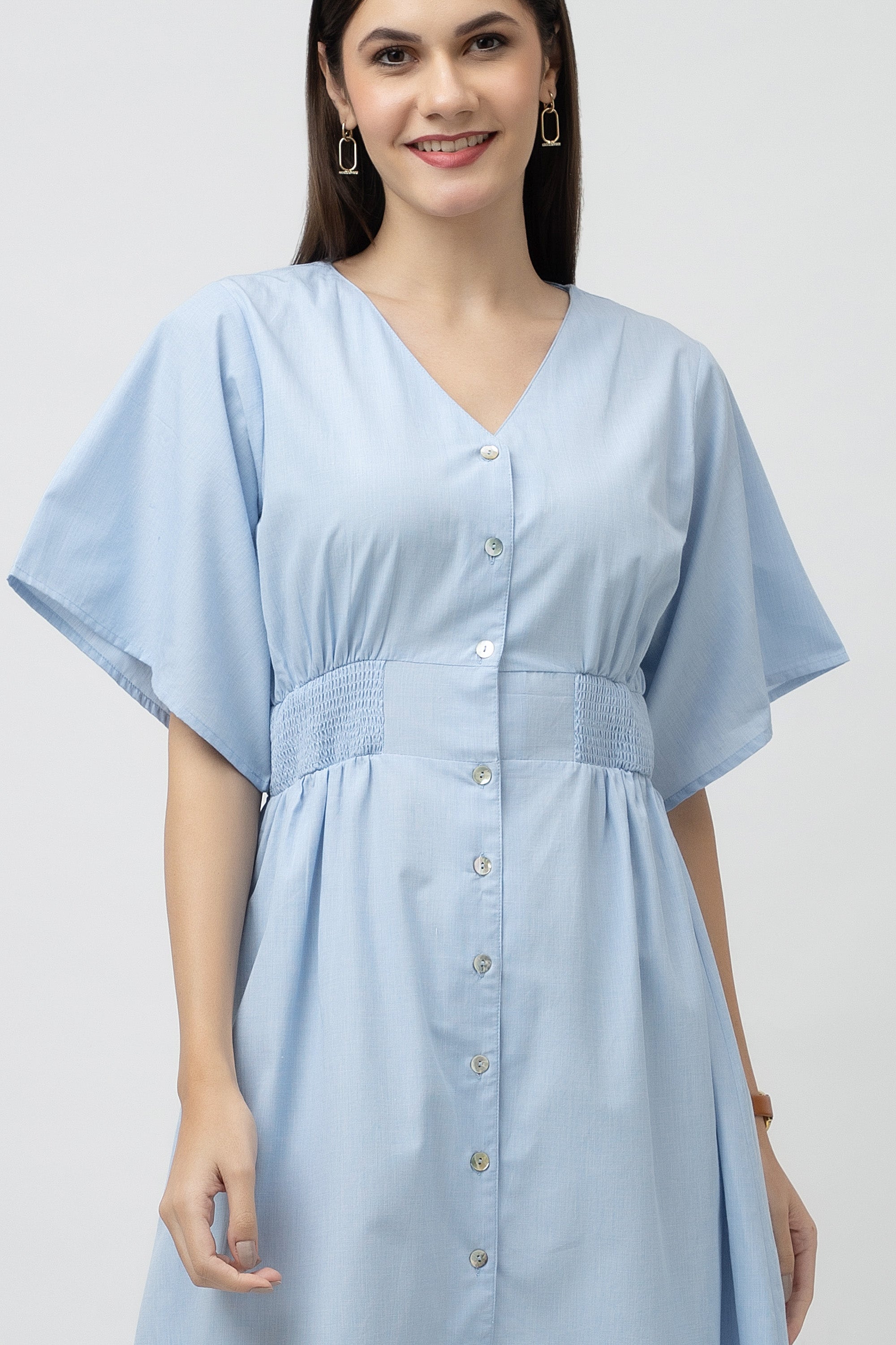 Women's A-Line Chambray Midi Dress