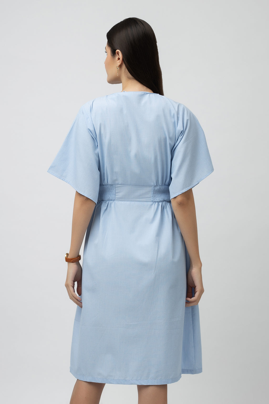 Women's A-Line Chambray Midi Dress