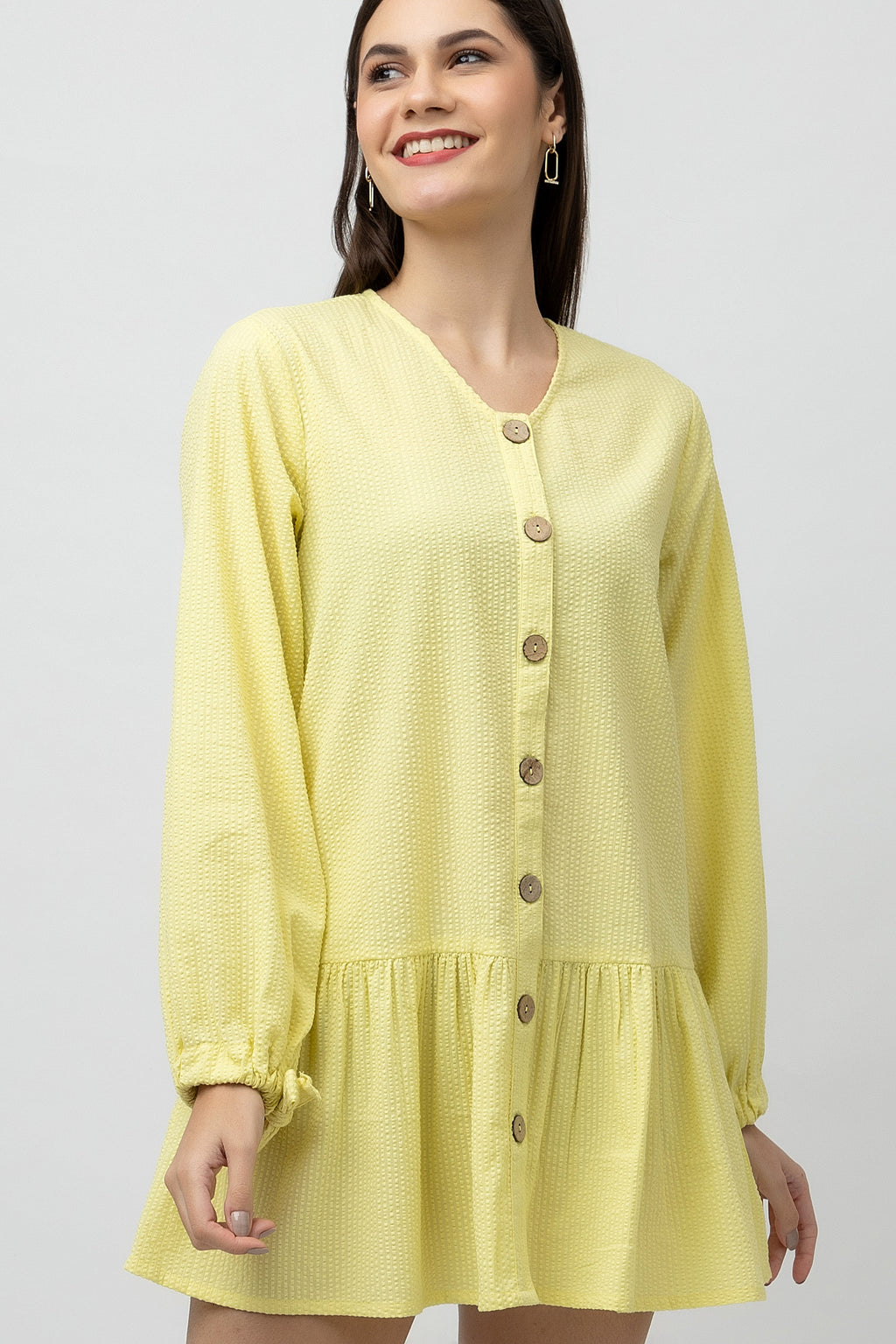 Women's Cotton Textured Flare Mini Dress