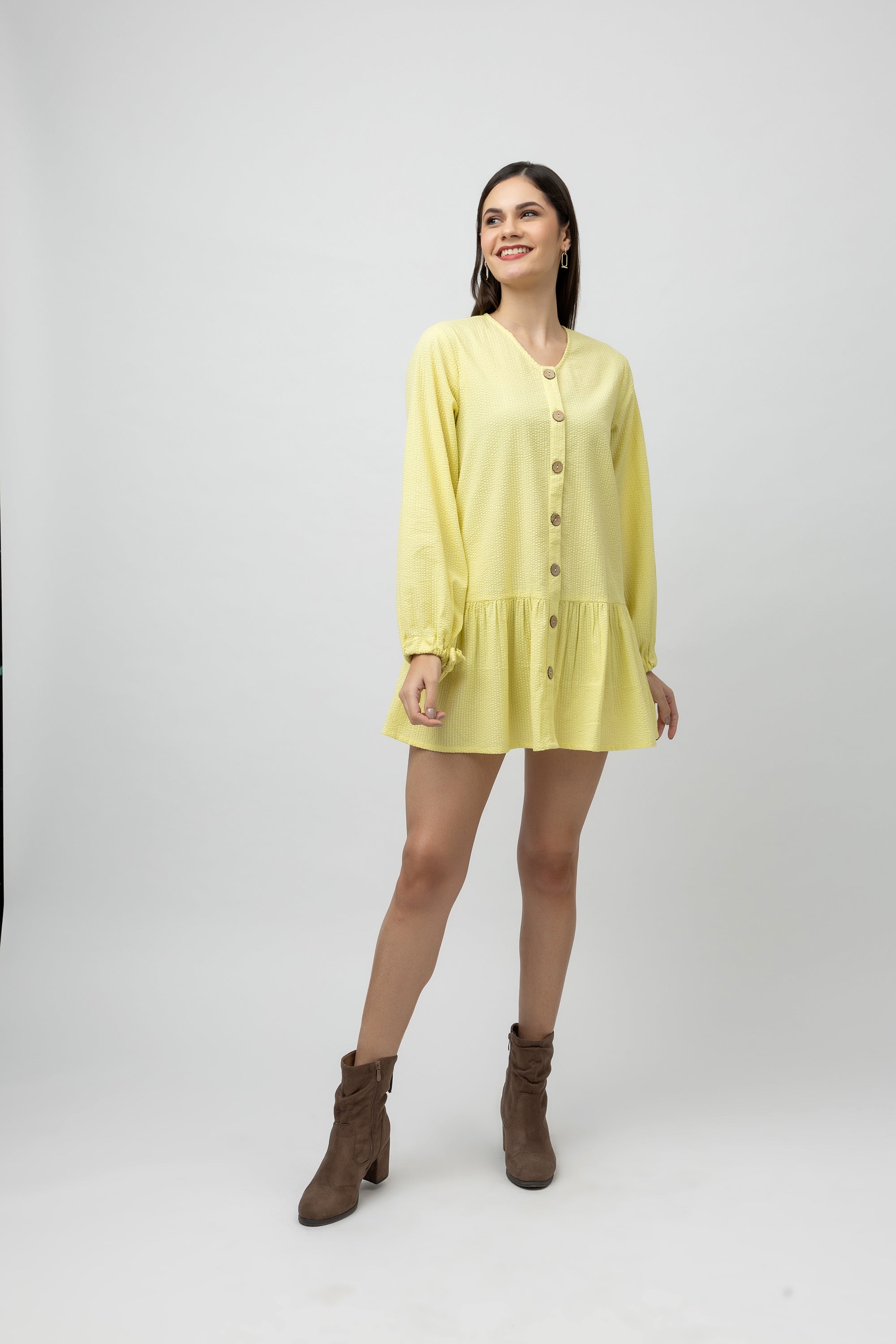 Women's Cotton Textured Flare Mini Dress