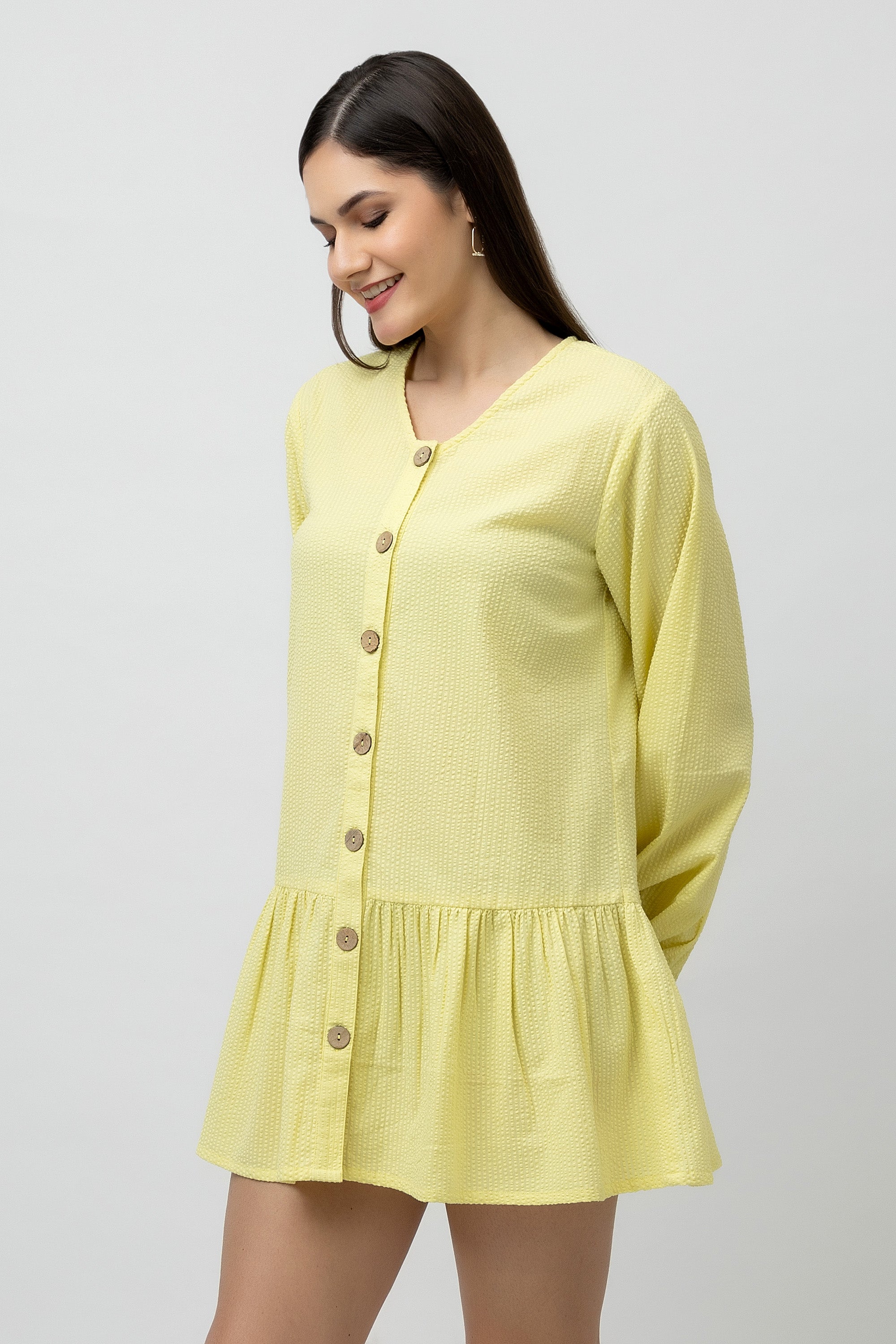 Women's Cotton Textured Flare Mini Dress