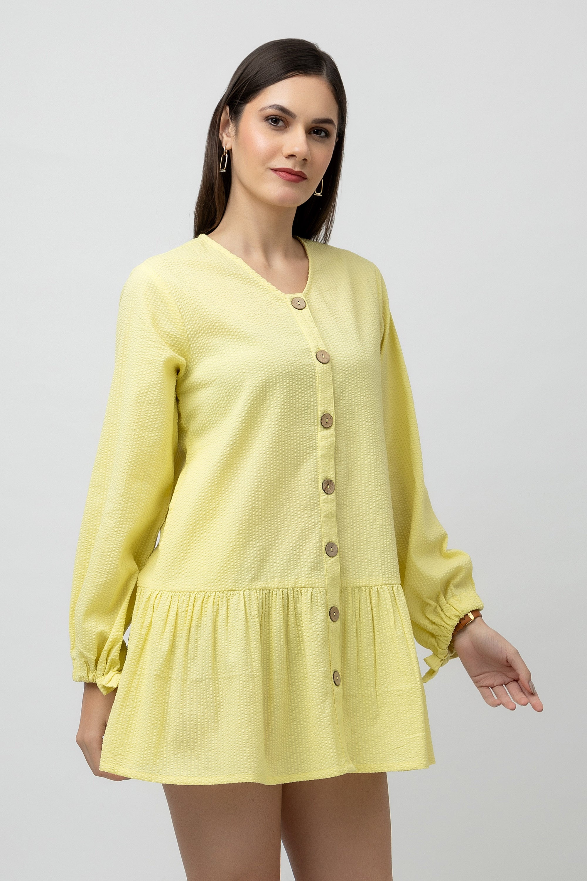 Women's Cotton Textured Flare Mini Dress