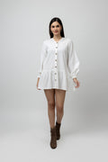 Women's Cotton Textured Flare Mini Dress