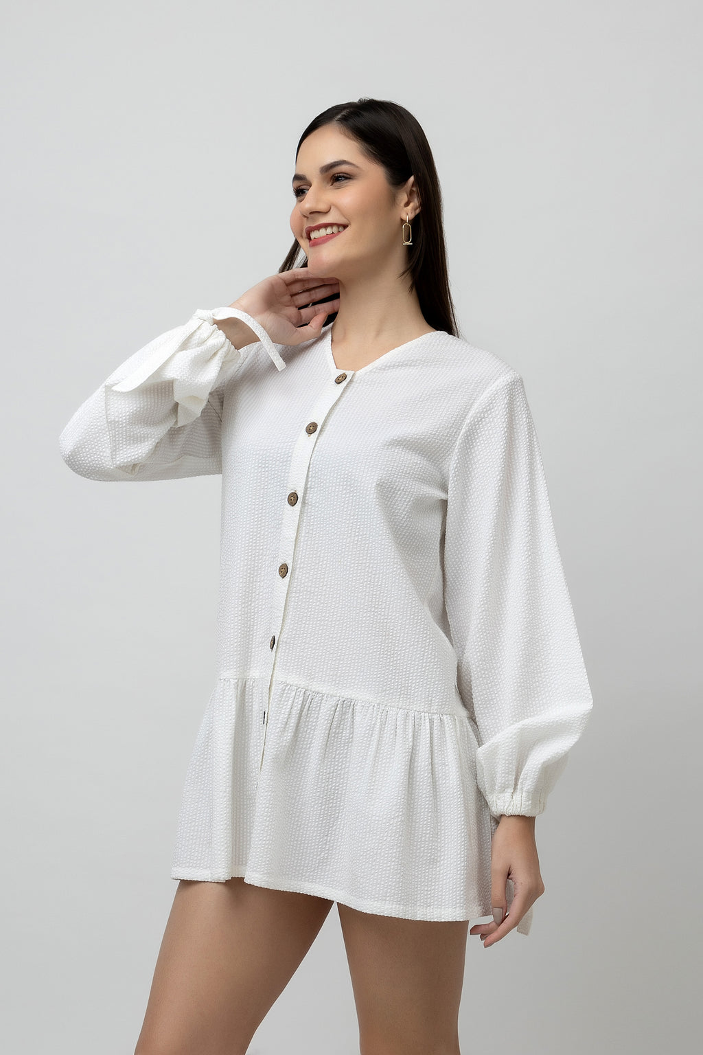 Women's Cotton Textured Flare Mini Dress