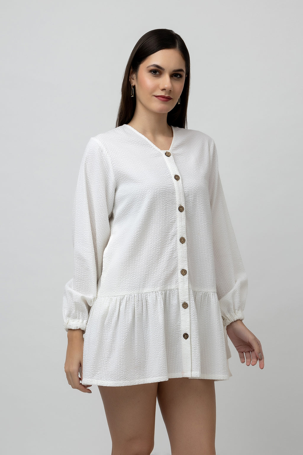 Women's Cotton Textured Flare Mini Dress