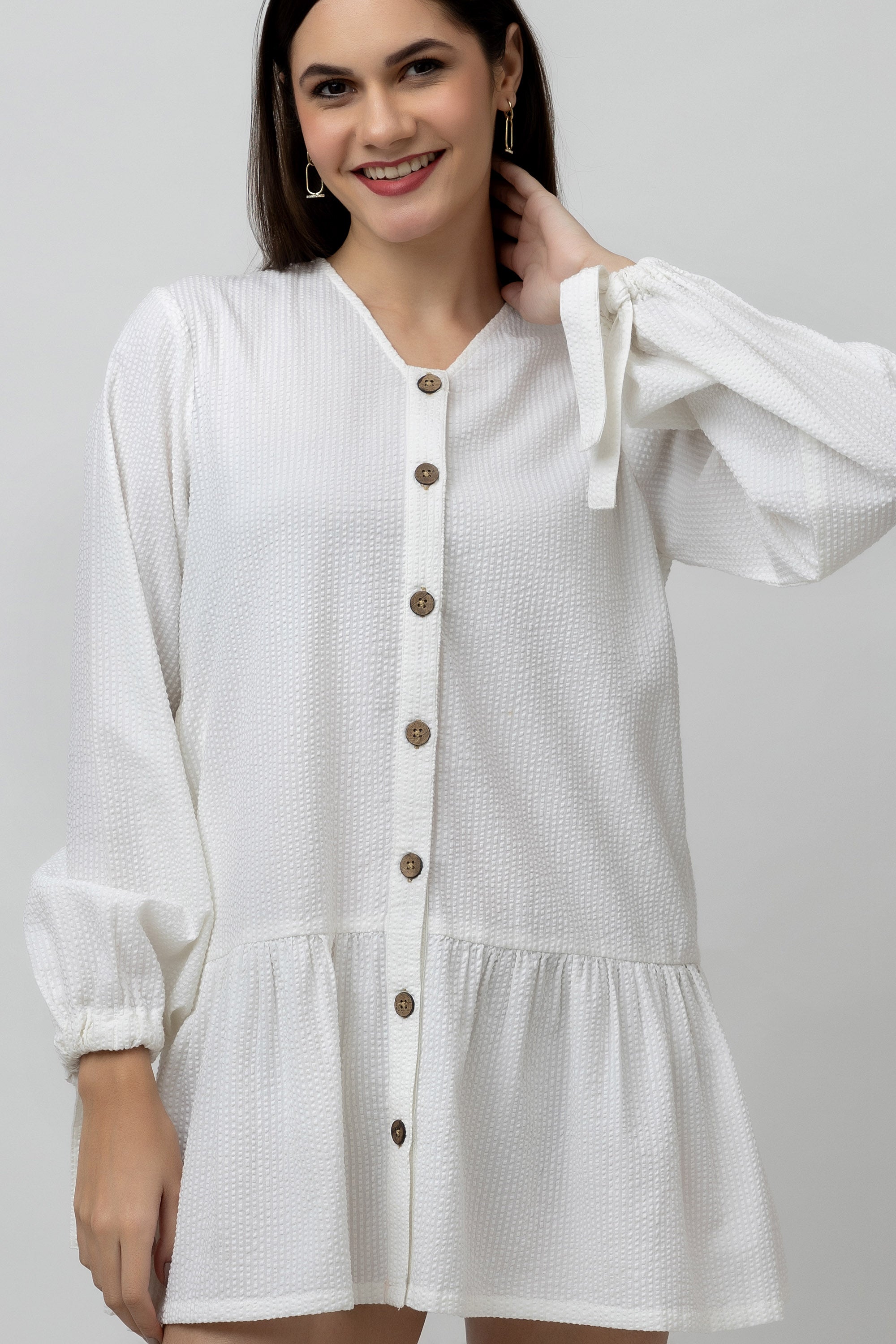 Women's Cotton Textured Flare Mini Dress