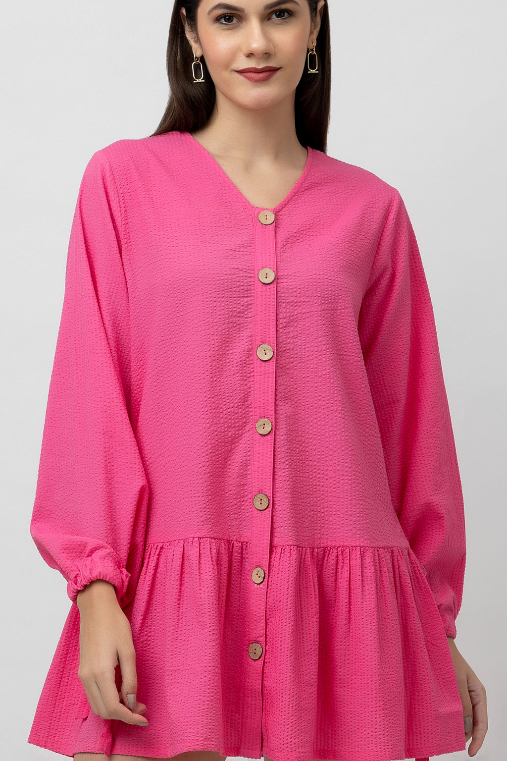 Women's Cotton Textured Flare Mini Dress