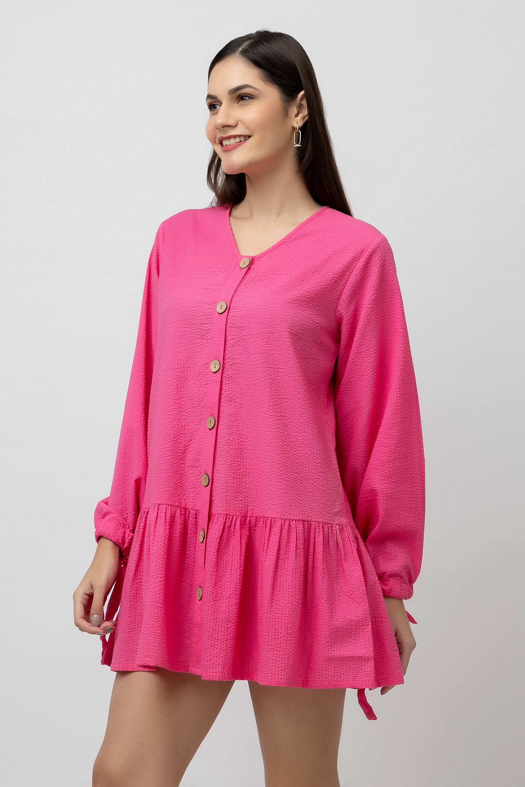 Women's Cotton Textured Flare Mini Dress