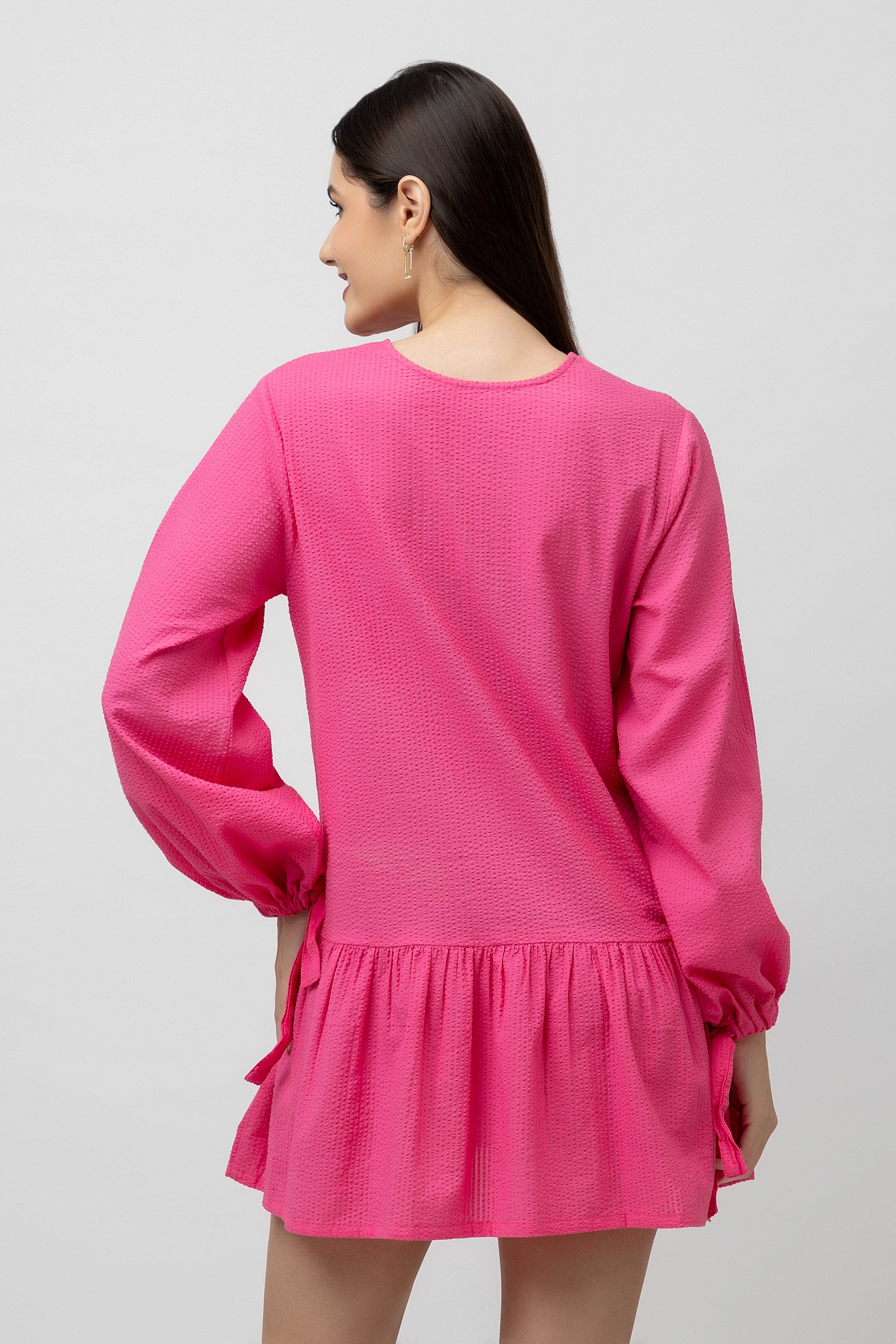 Women's Cotton Textured Flare Mini Dress