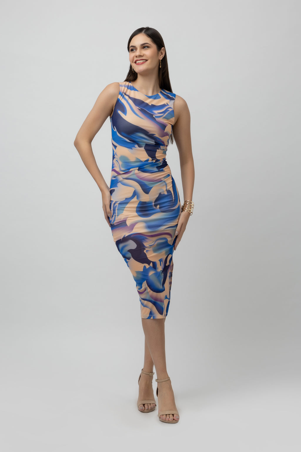 Women's Printed Bodycon Mesh Maxi Dress
