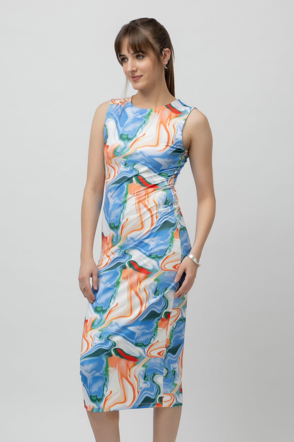 Women's Printed Bodycon Scuba Maxi Dress