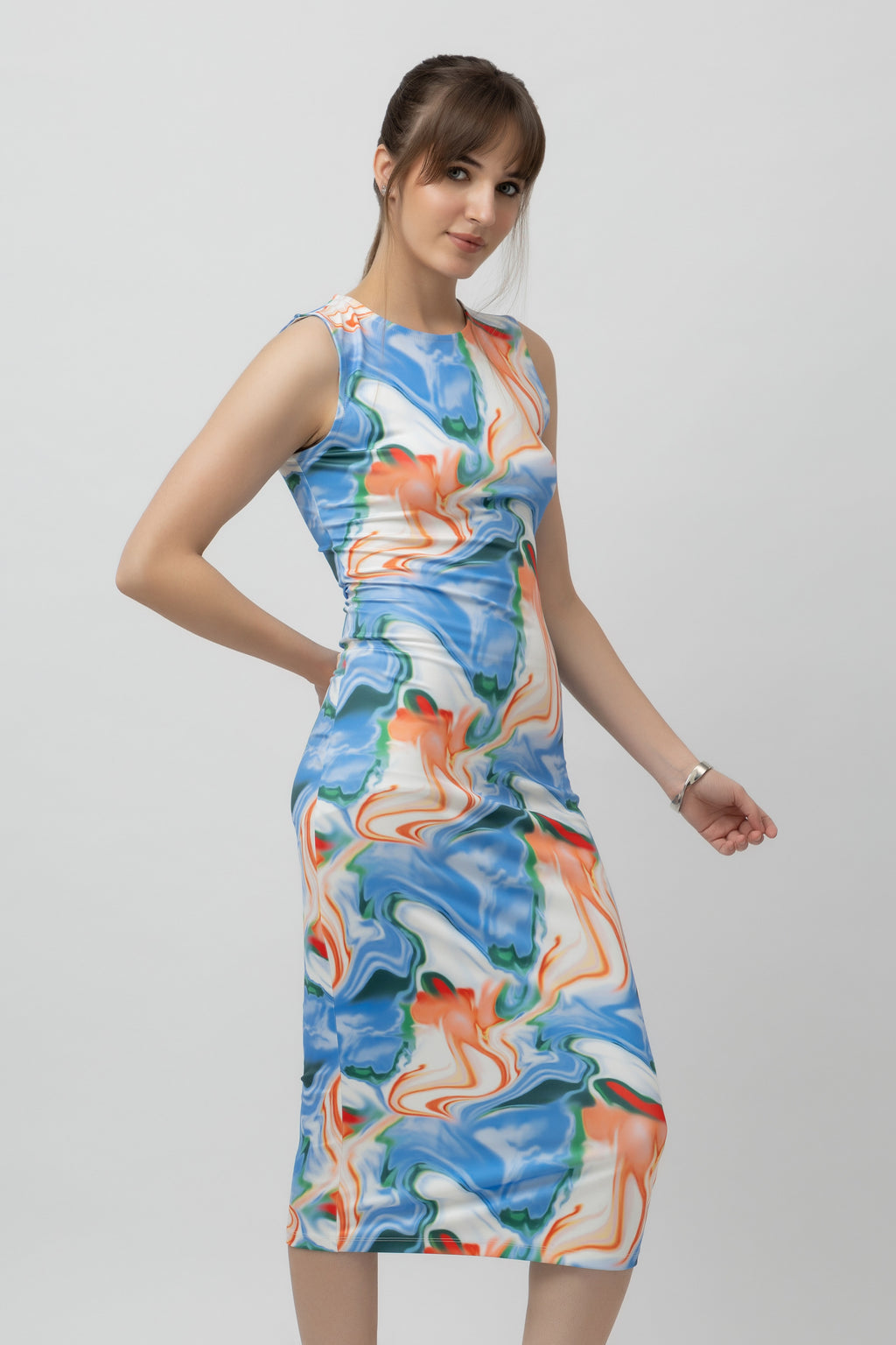 Women's Printed Bodycon Scuba Maxi Dress