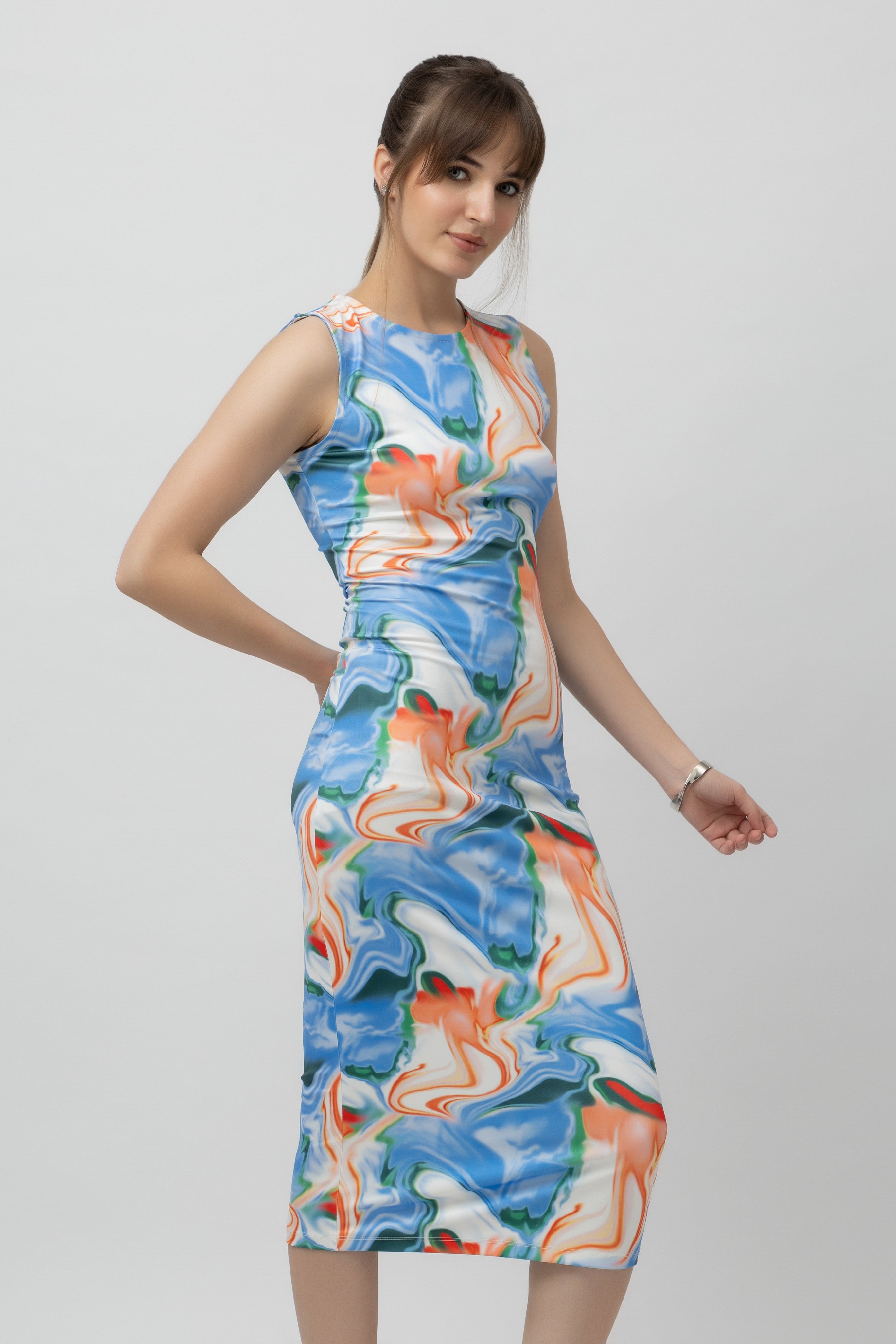 Women's Printed Bodycon Scuba Maxi Dress