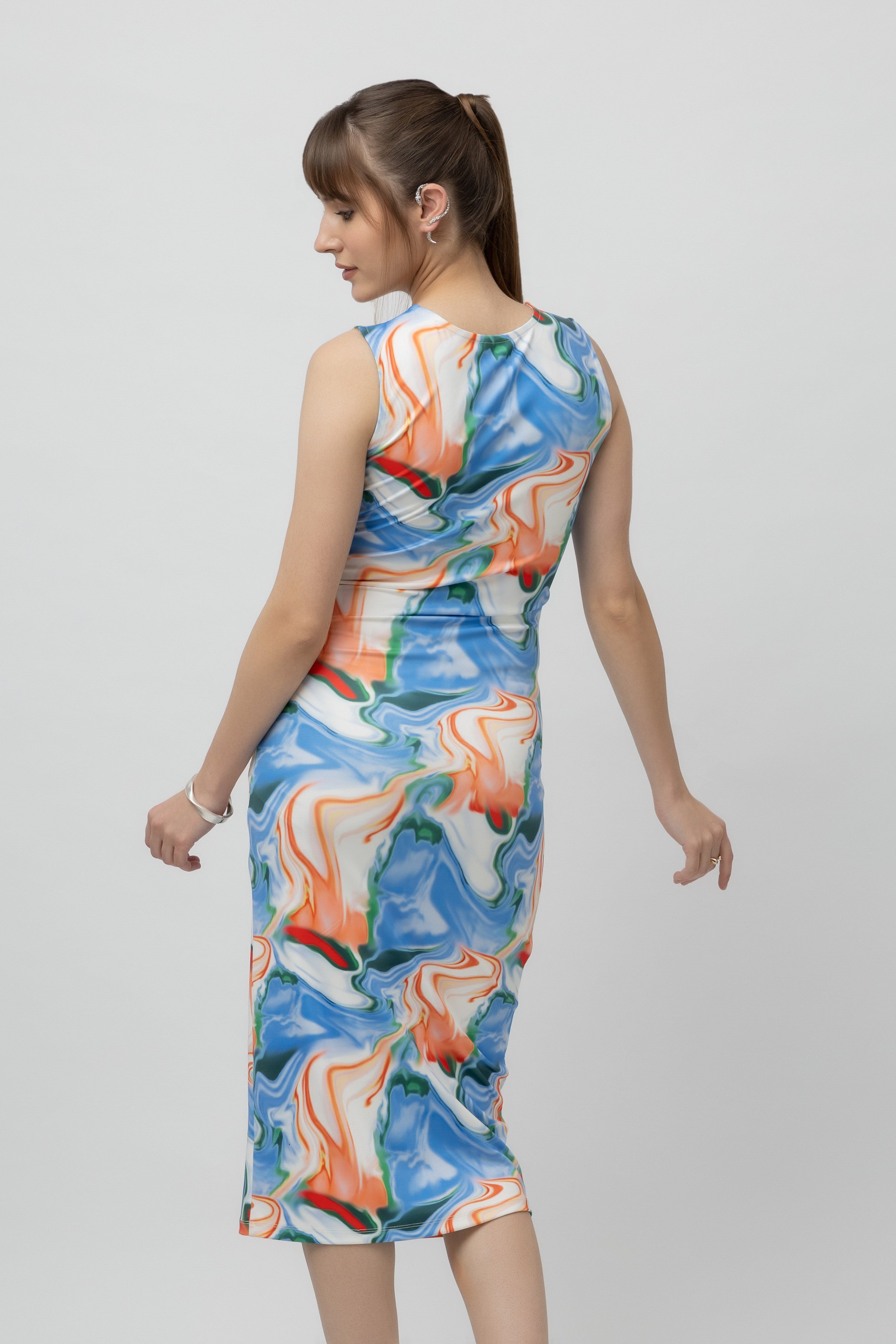 Women's Printed Bodycon Scuba Maxi Dress