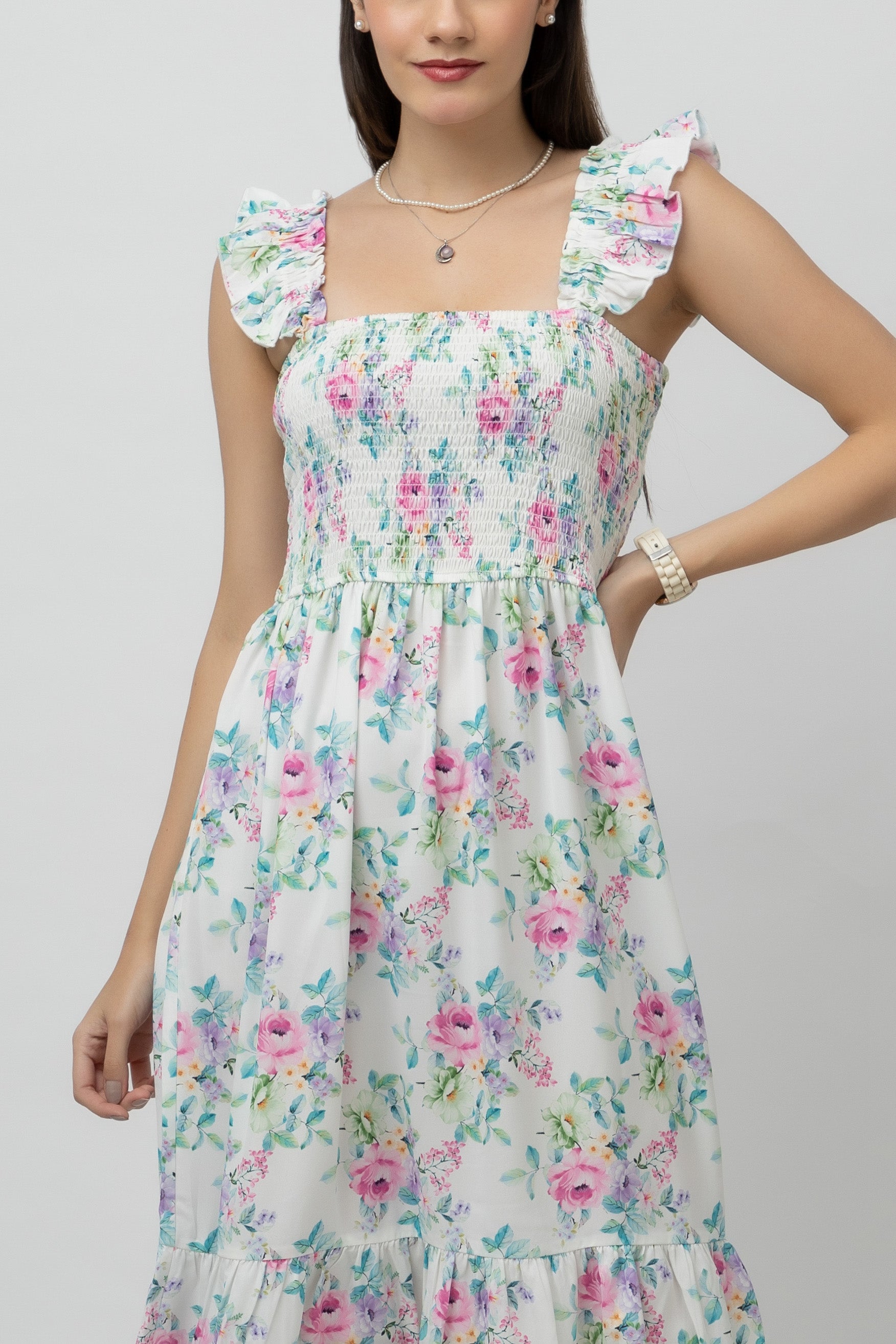 Women's Floral Georgette Maxi Flare Dress