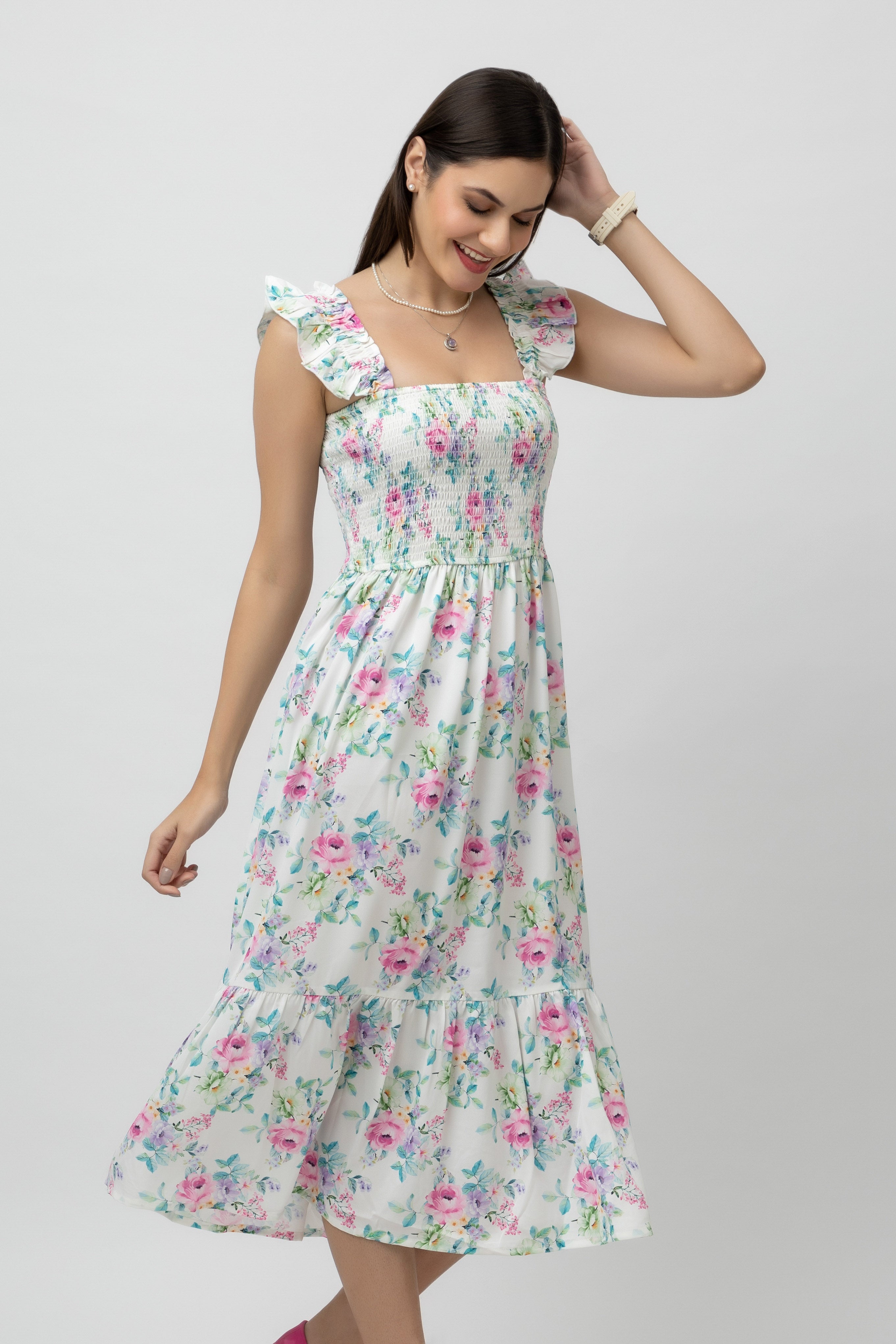 Women's Floral Georgette Maxi Flare Dress