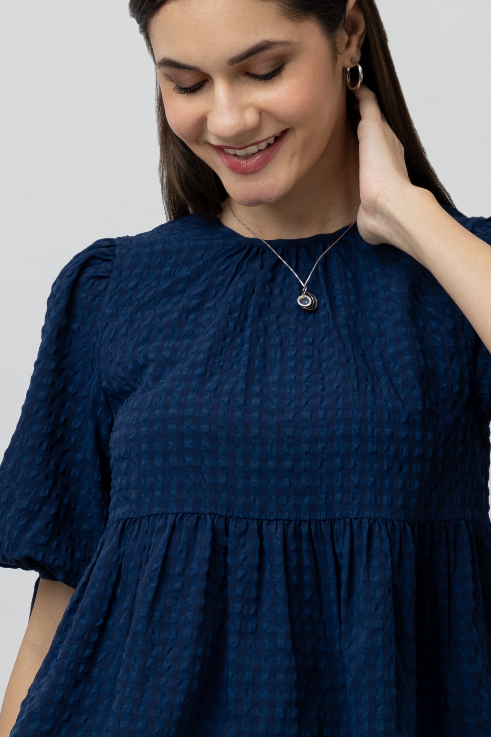 Women's Textured Peplum Top