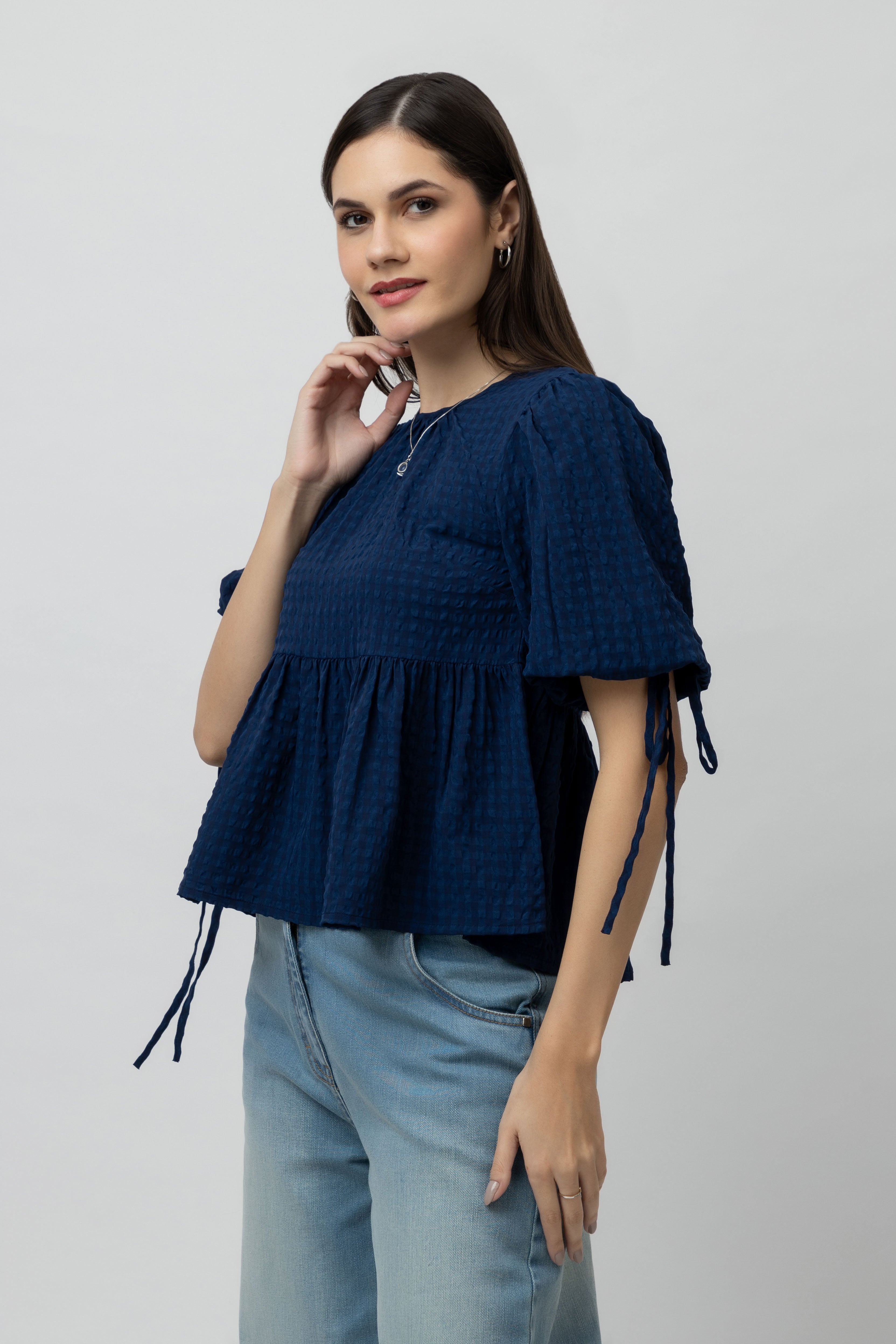 Women's Textured Peplum Top