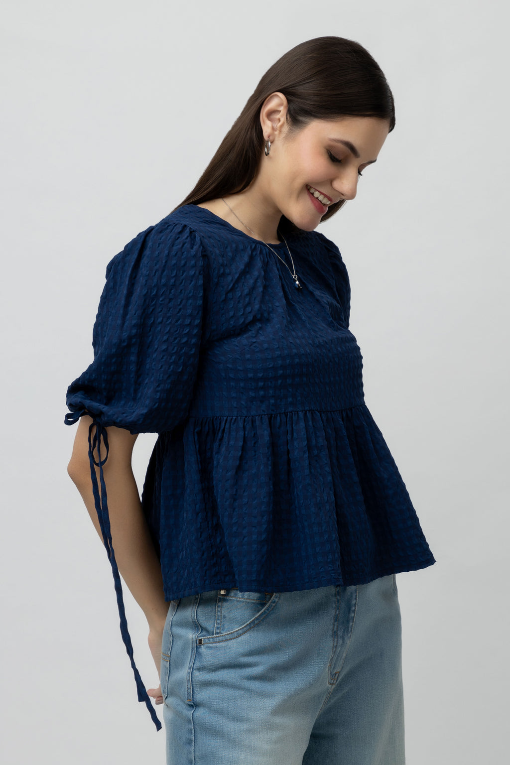 Women's Textured Peplum Top