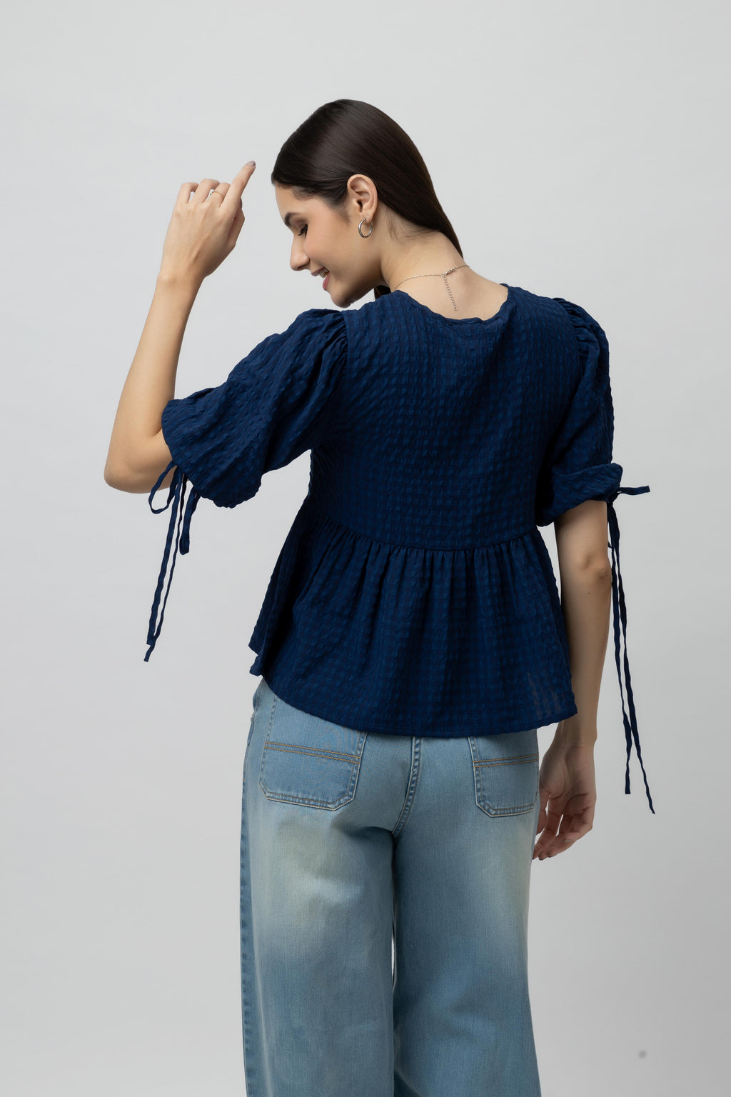 Women's Textured Peplum Top