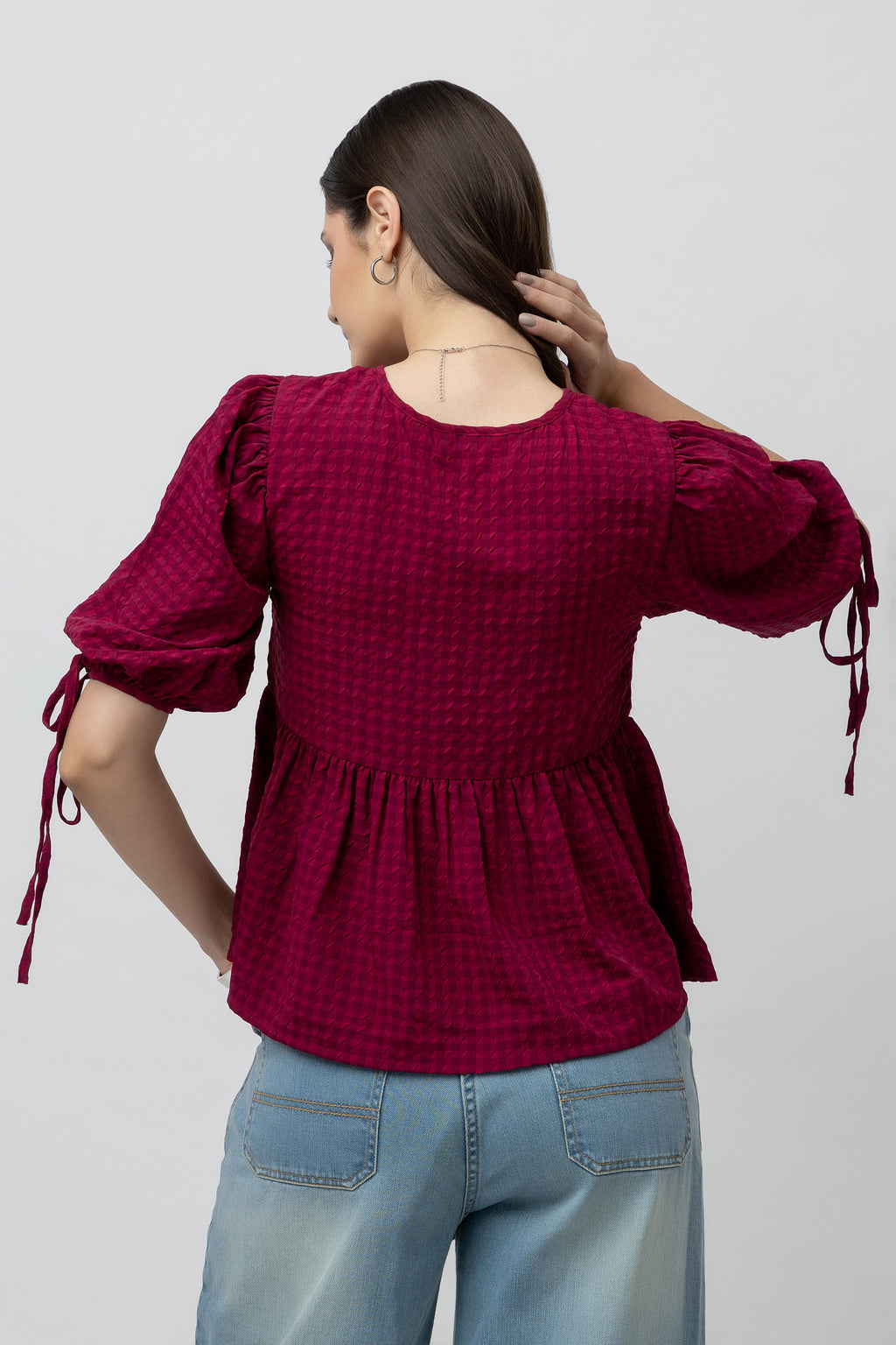 Women's Textured Peplum Top