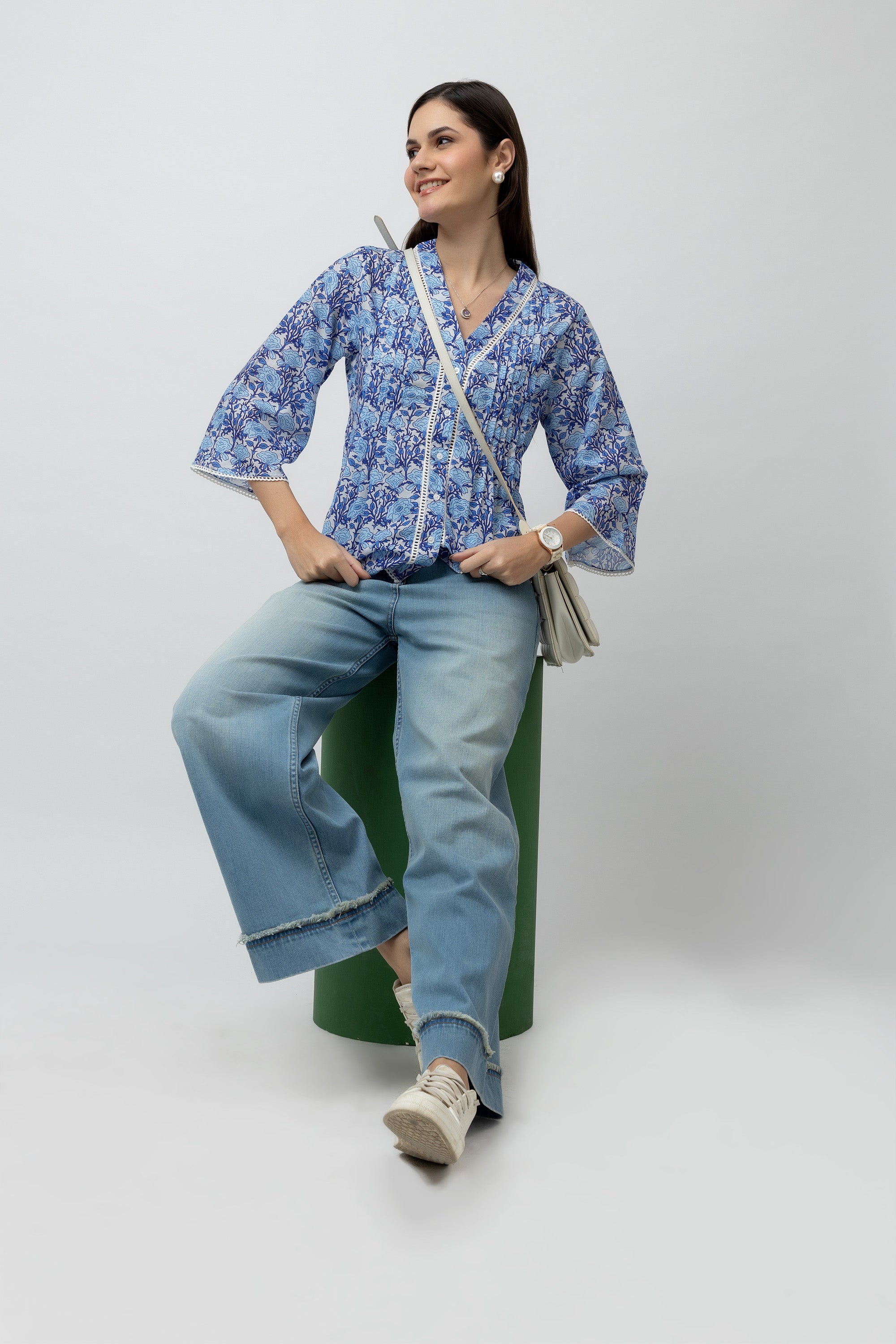 Women's Cambric Printed Top