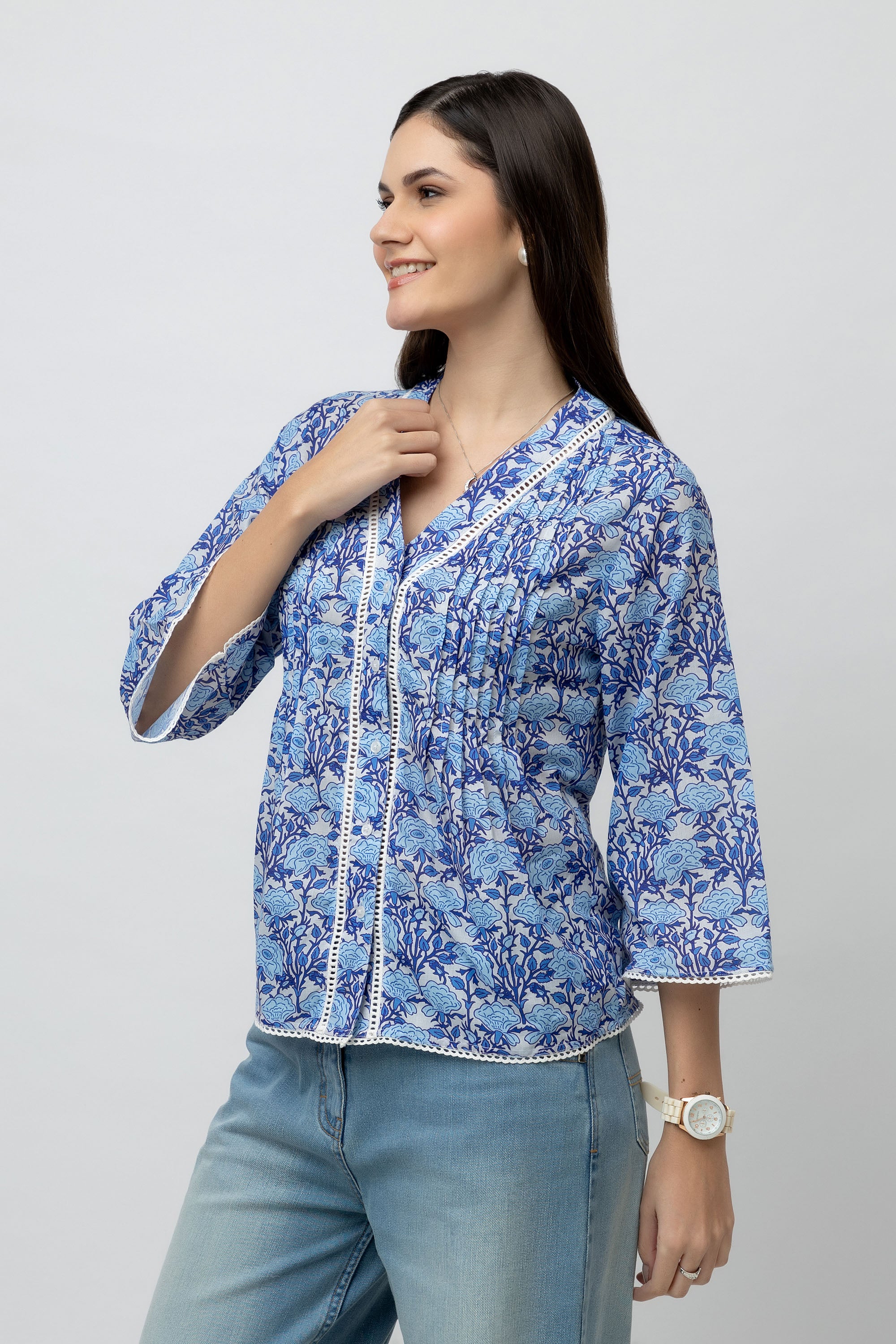 Women's Cambric Printed Top