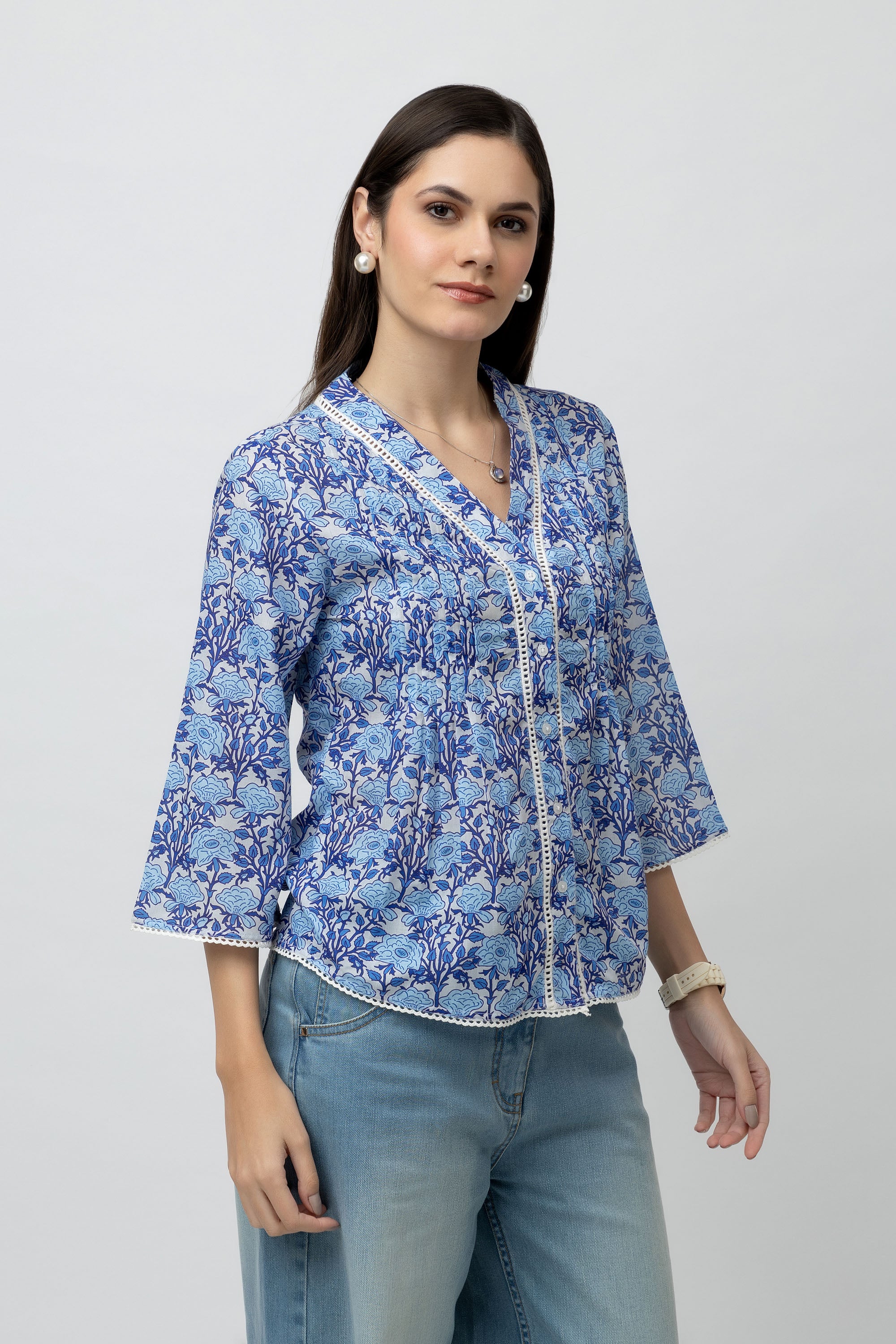 Women's Cambric Printed Top