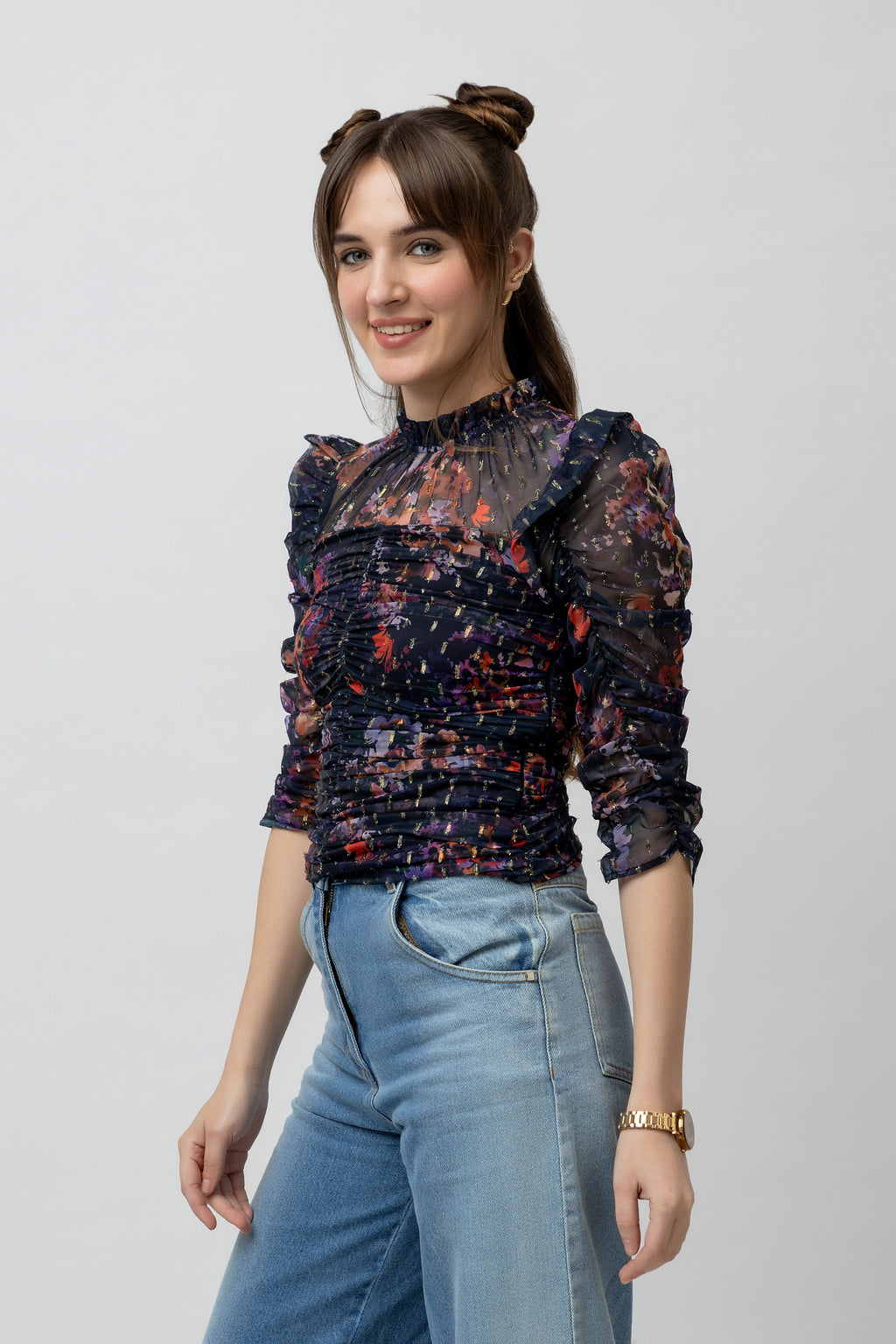 Women's Printed Chiffon Crop Top