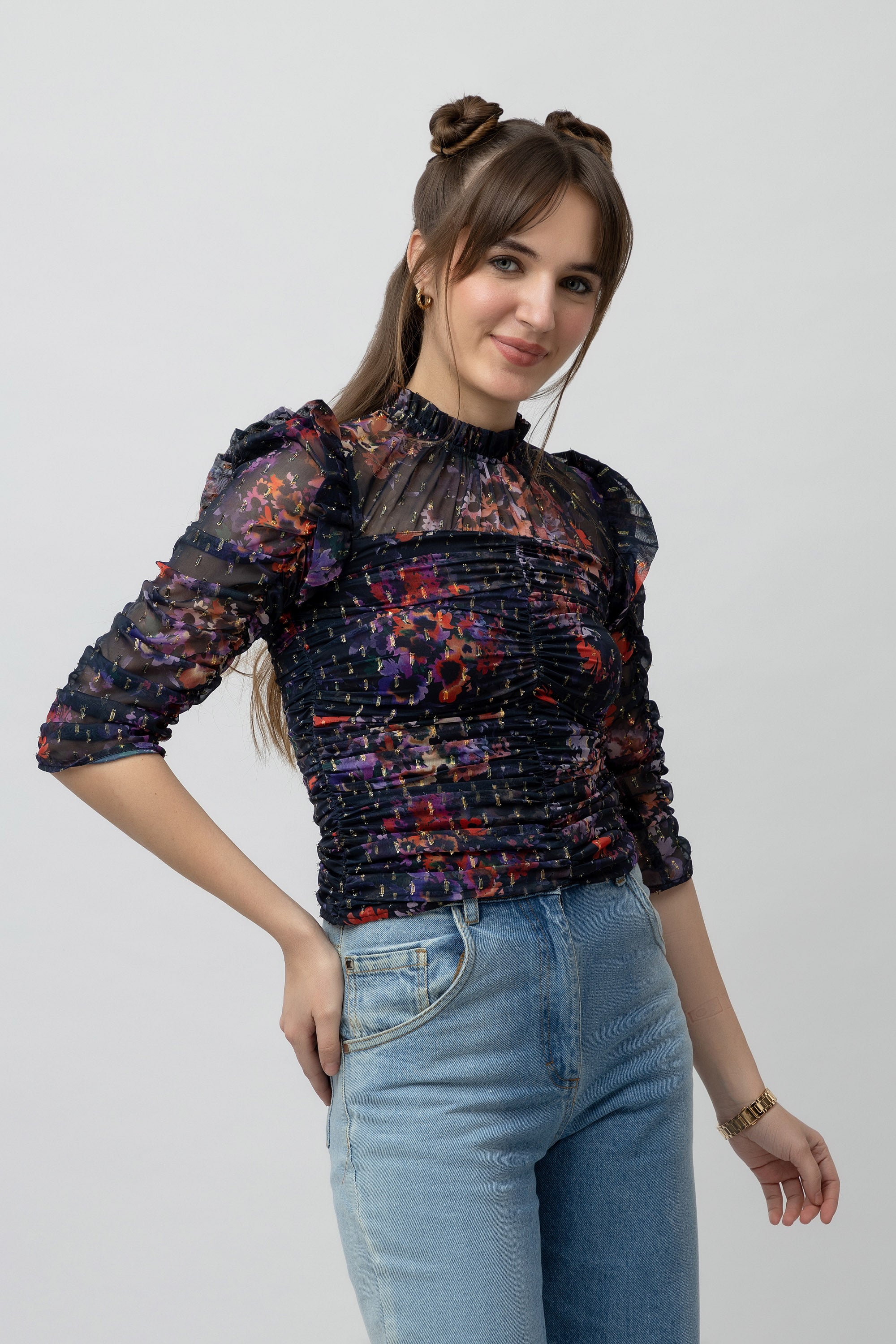Women's Printed Chiffon Crop Top