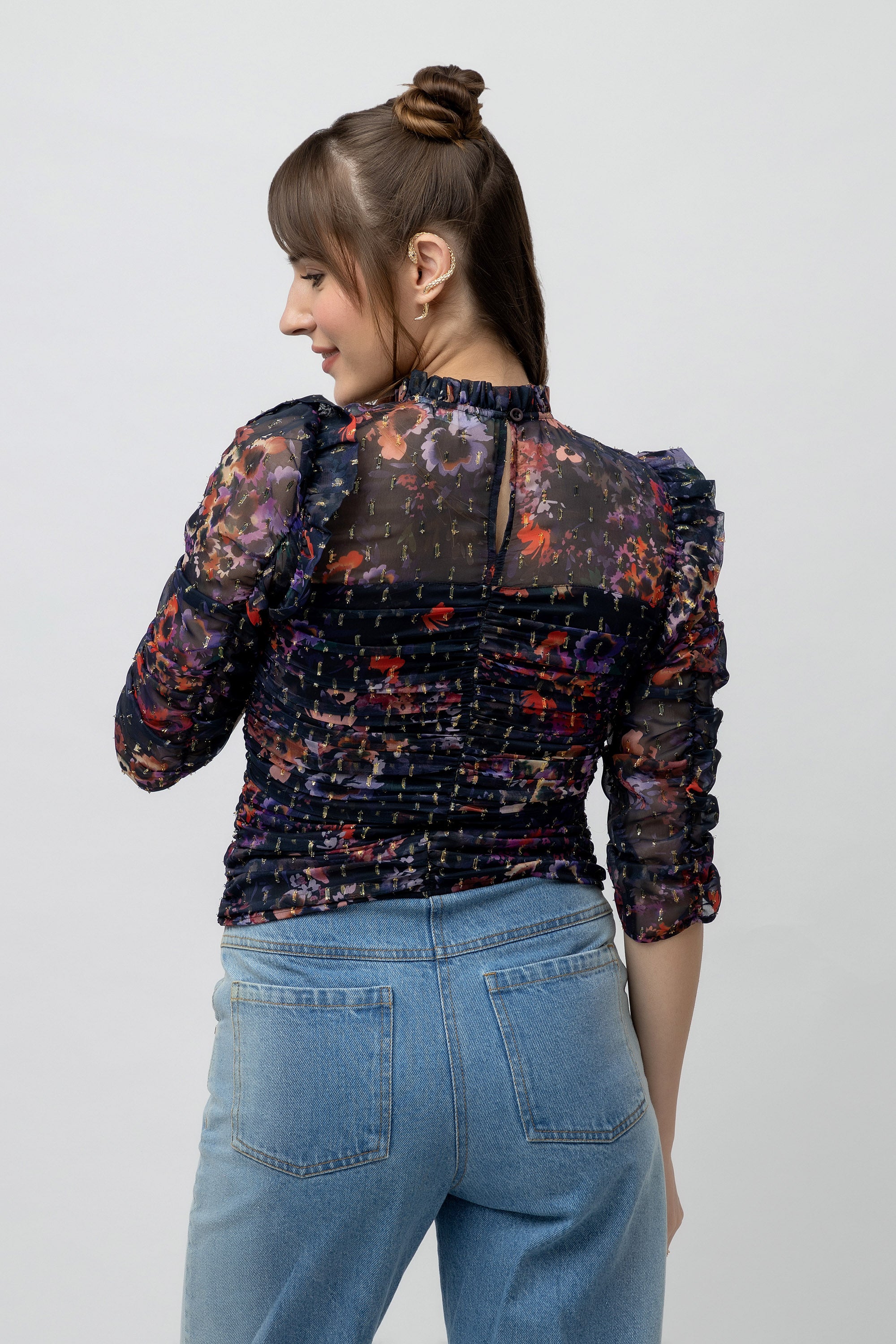 Women's Printed Chiffon Crop Top