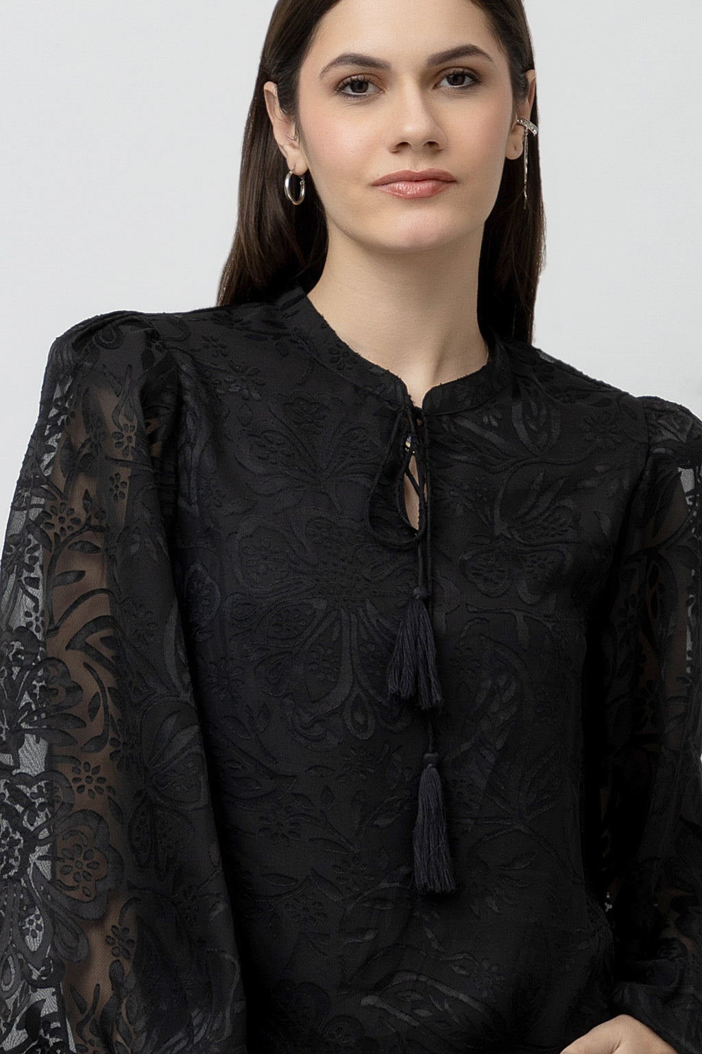 Women's burntout Jacquard Tunic Top