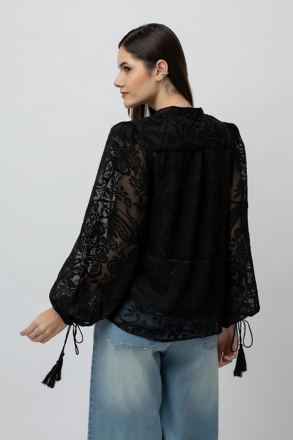 Women's burntout Jacquard Tunic Top