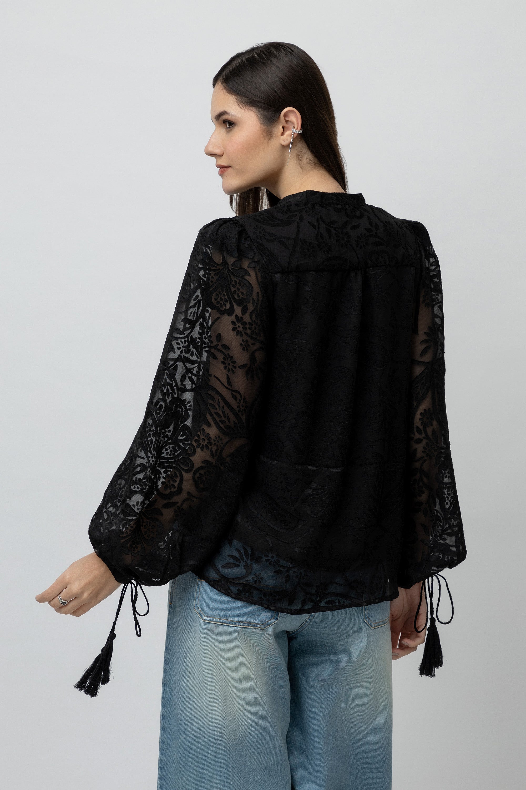 Women's burntout Jacquard Tunic Top