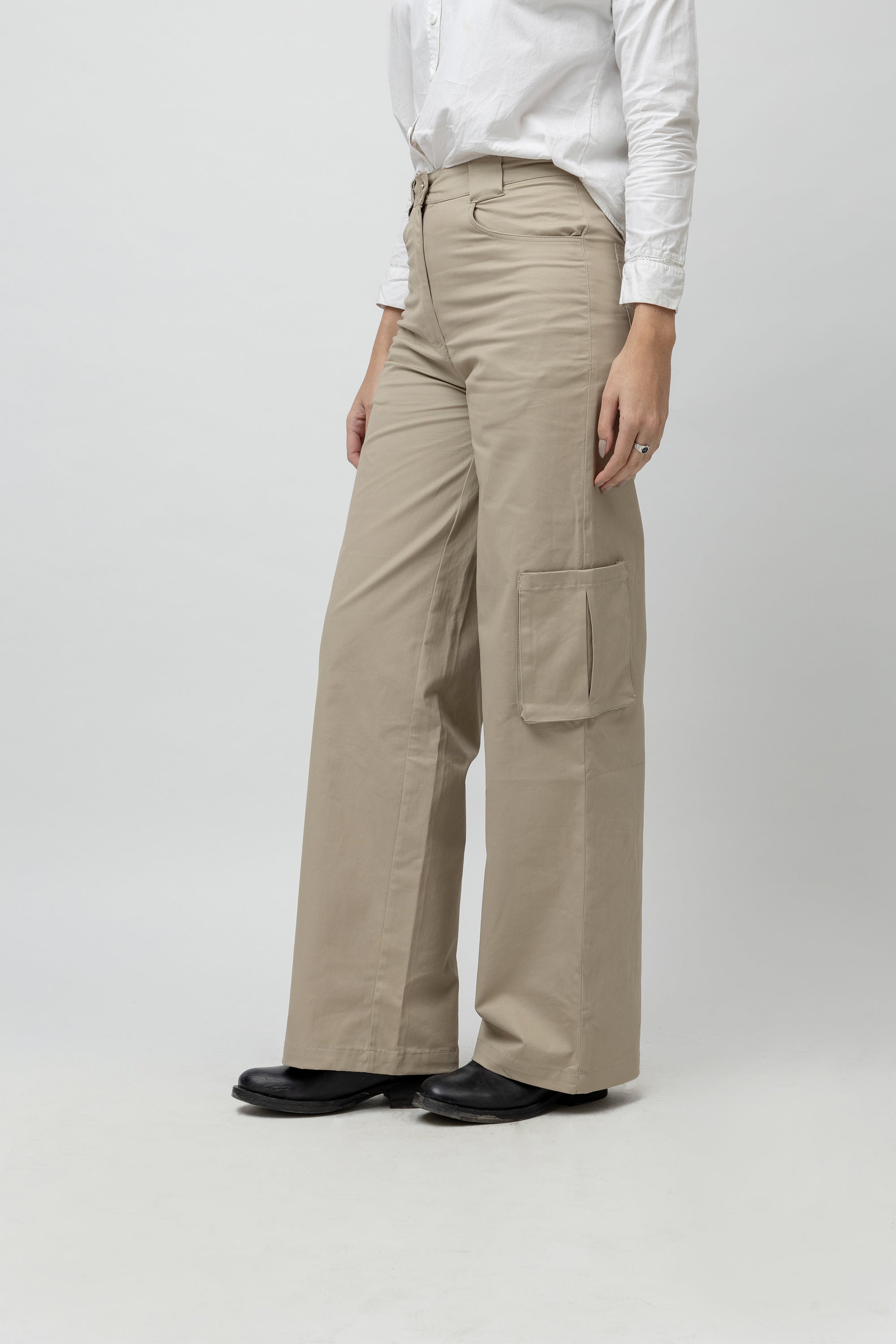 Women's Khaki Cargo Twill Trousers