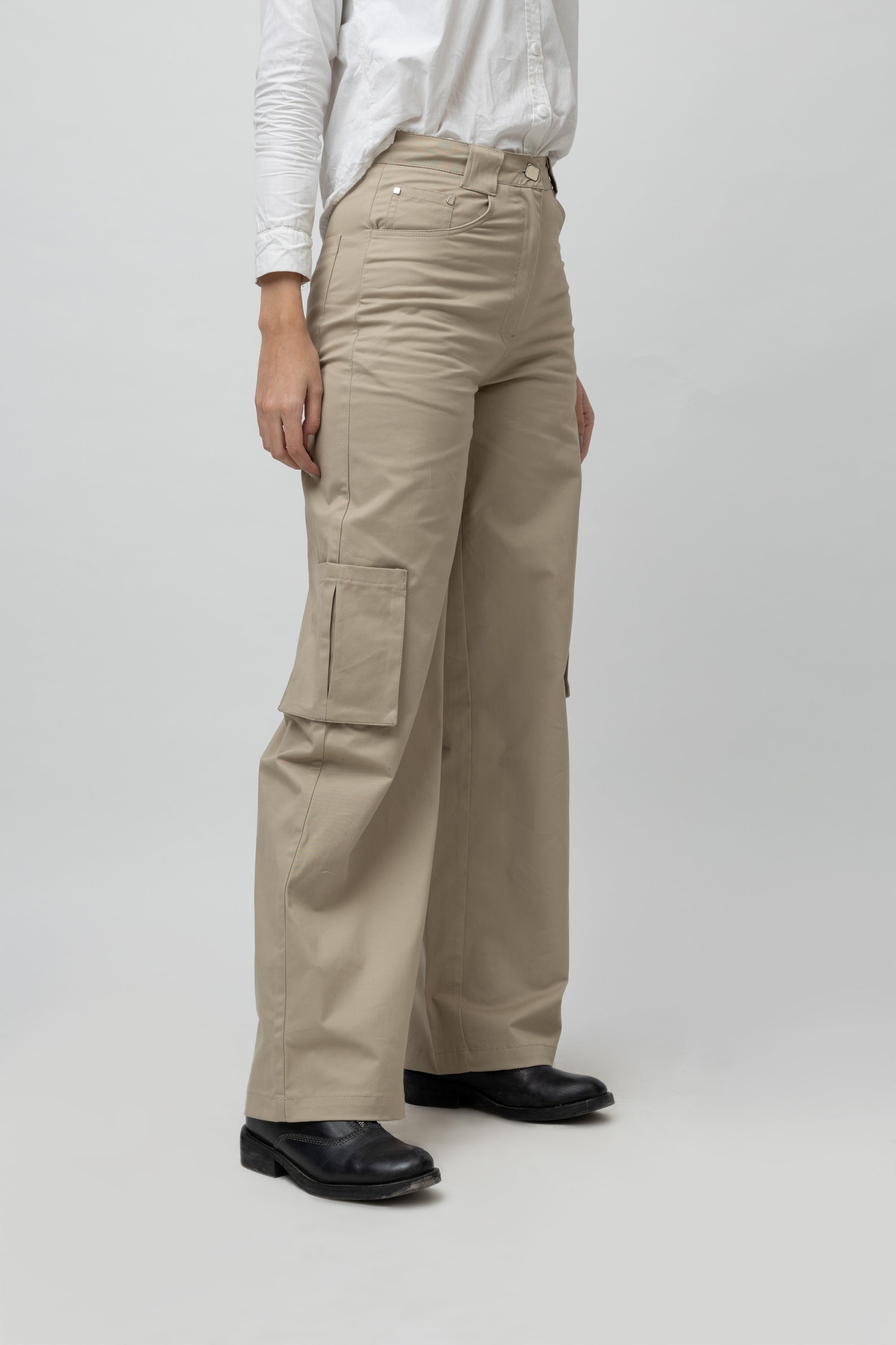 Women's Khaki Cargo Twill Trousers