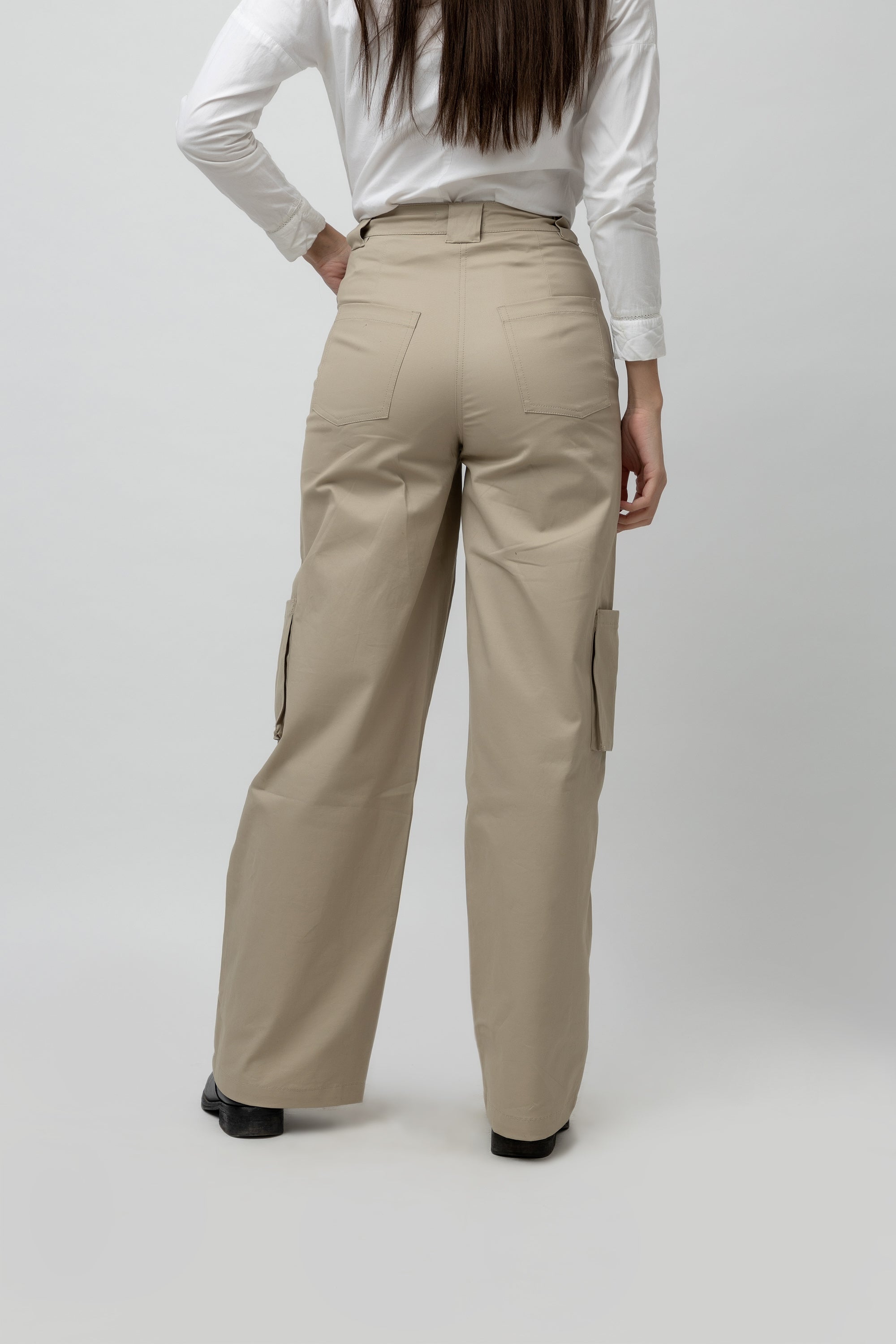 Women's Khaki Cargo Twill Trousers