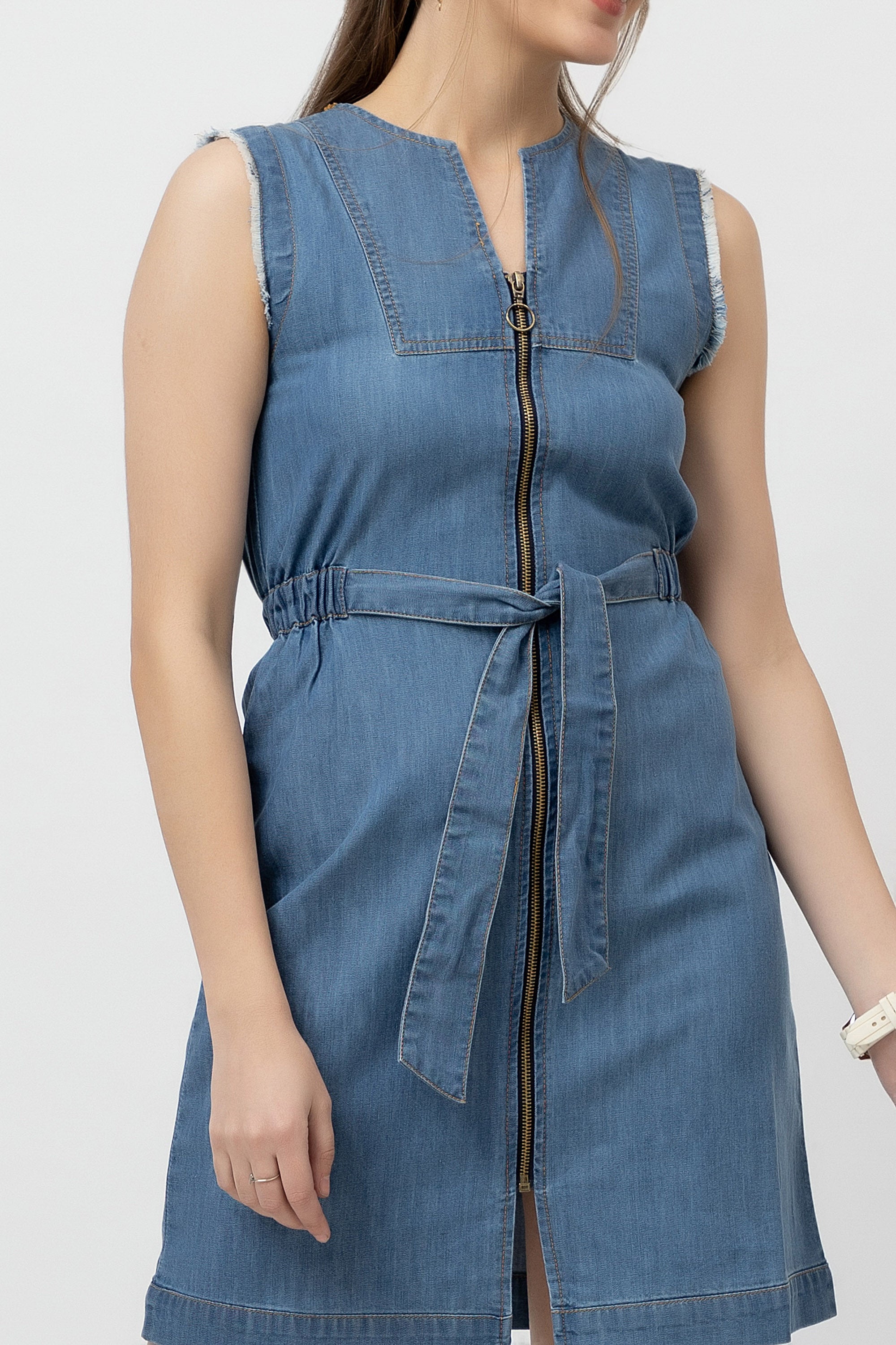 Women's Tencel Denim Knee-Length Dress