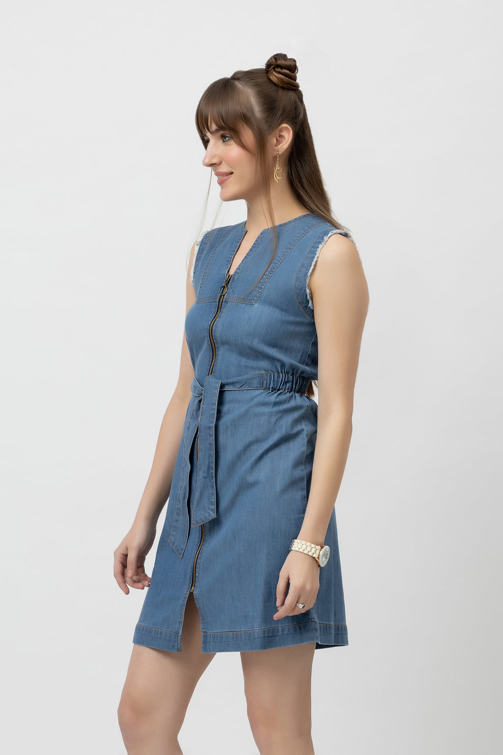 Women's Tencel Denim Knee-Length Dress
