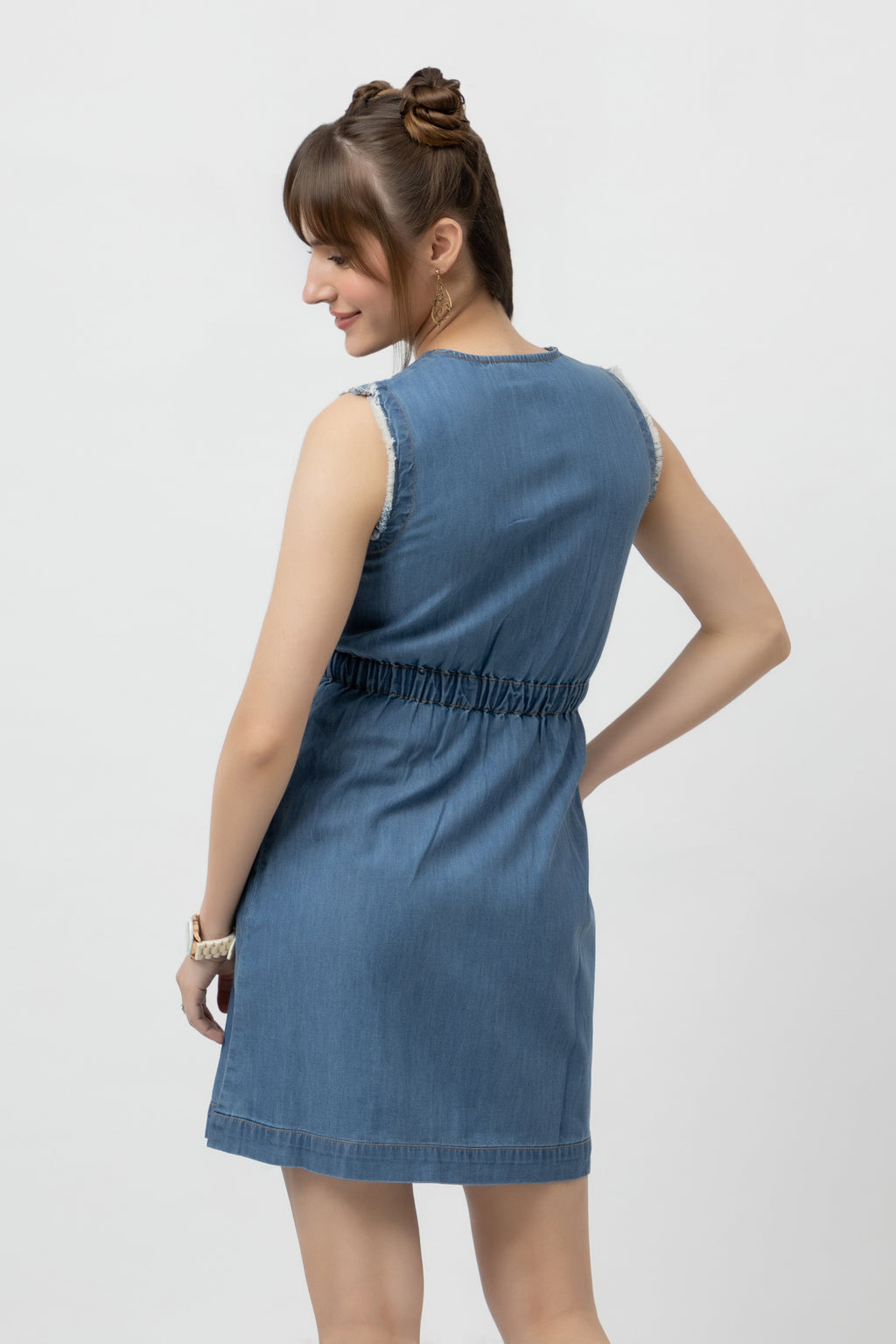 Women's Tencel Denim Knee-Length Dress