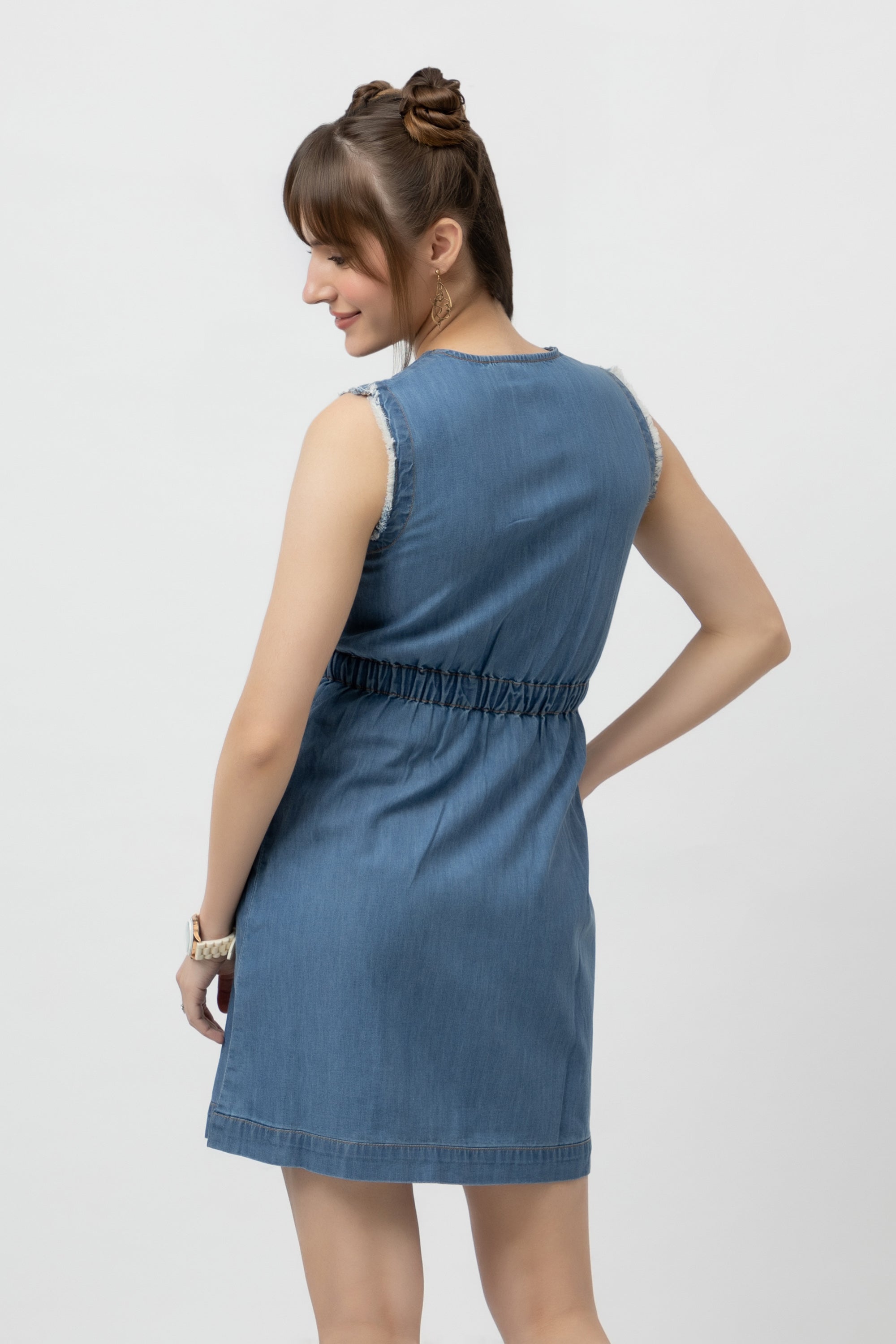Women's Tencel Denim Knee-Length Dress